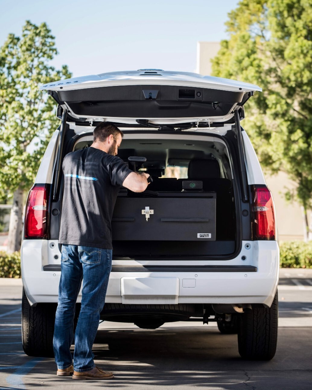 Getting out big box loaded up in a Tahoe. #BuiltToSecure #MadeInAmerica