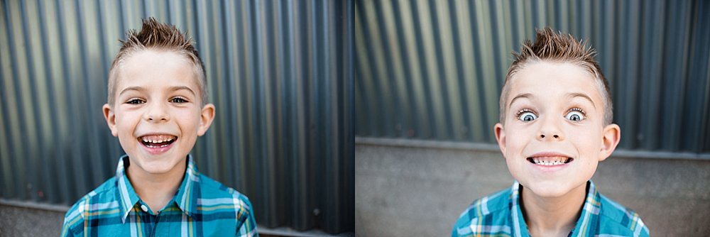  close up of a boy making a silly face in Bend 