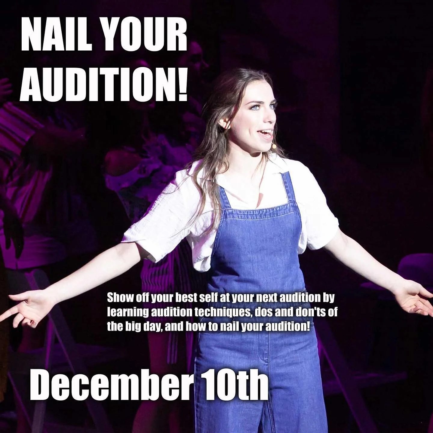 Only two classes left of the year! Join us this Thursday to gain some tips and skills to nail your next audition. Audition day is one of our favorites in a show process and we can’t wait until our next audition day when we see a vision of our c