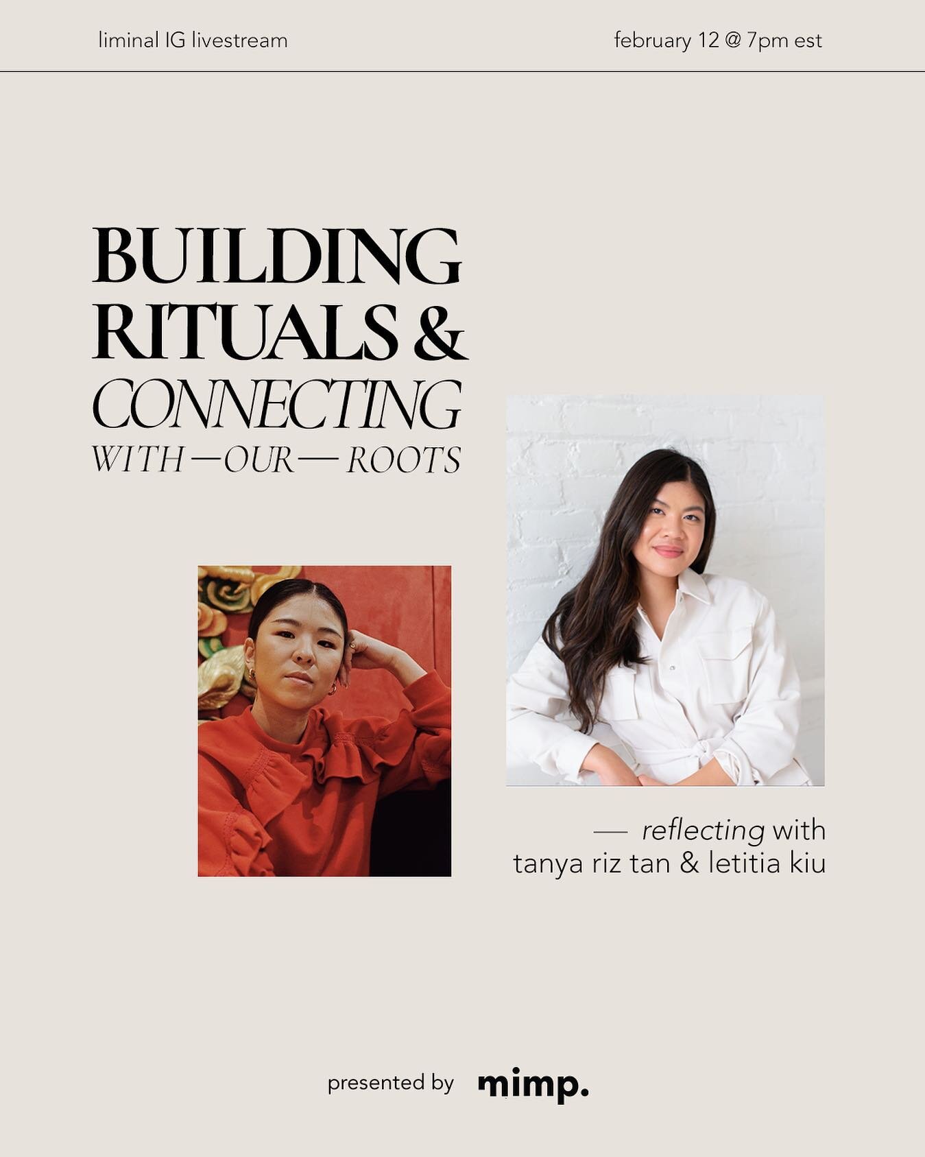 Happy (almost) Lunar New Year!🧧 In celebration of Lunar New Year, join us for a conversation with @metangebeauty founder, Tanya Riz Tan, around building rituals and connecting with our roots &mdash; facilitated by YouTuber @letitiakiu. 

For those o