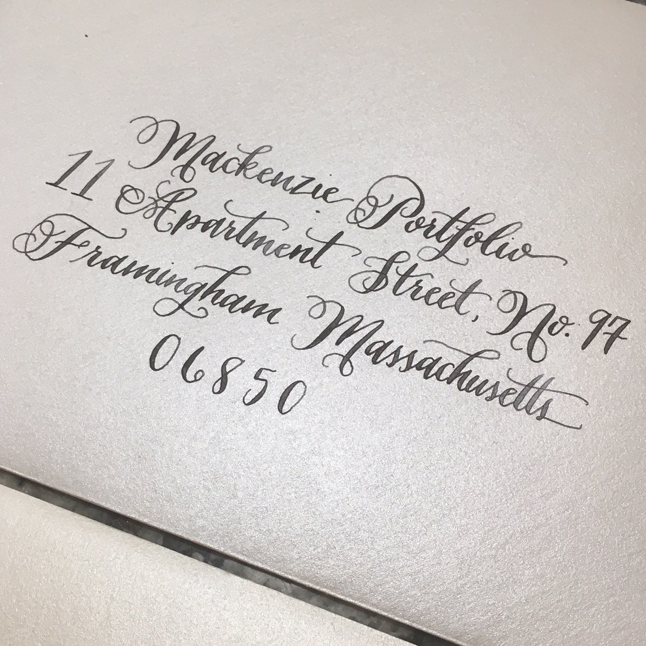 Traditional Lettering on Metallic Envelope