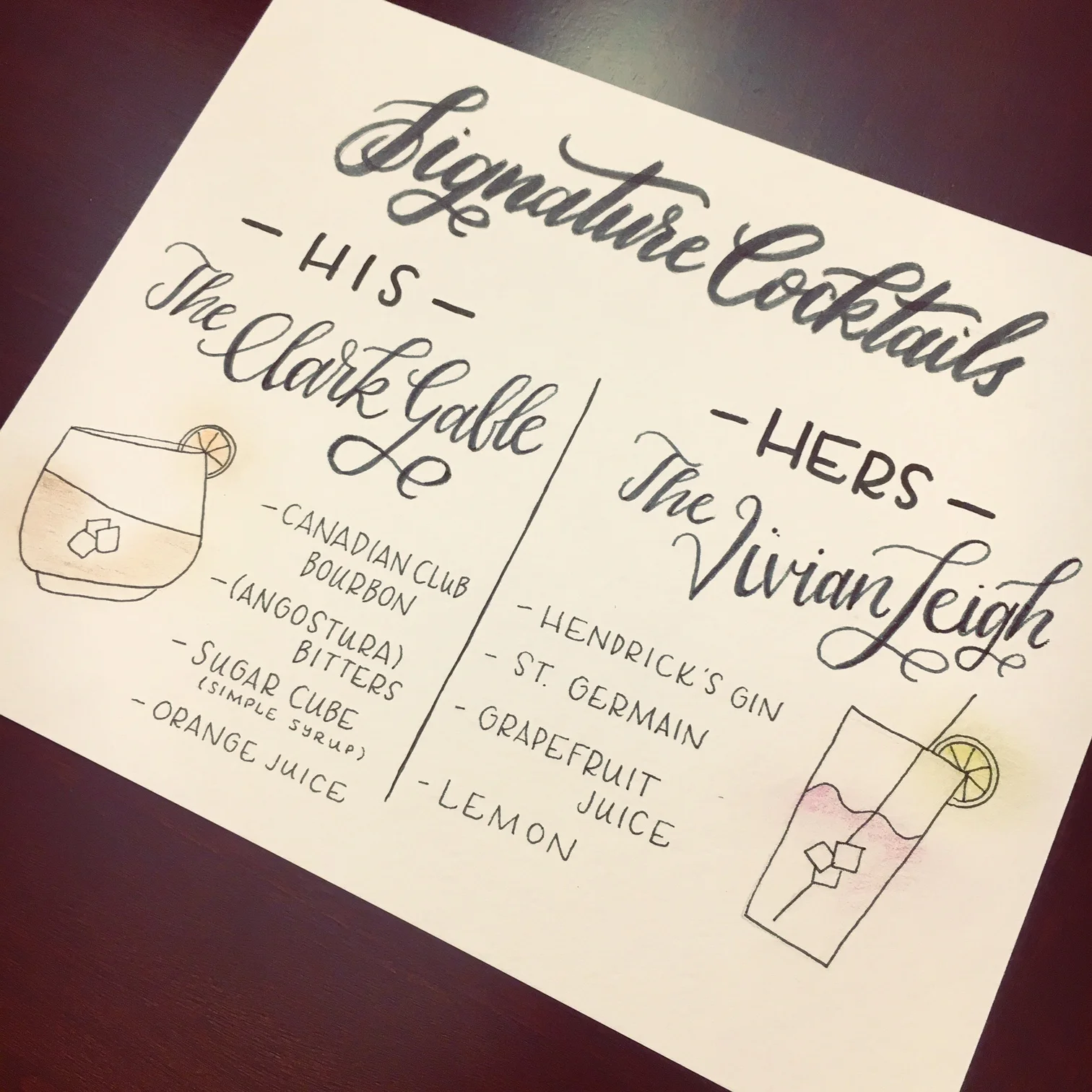 Custom Drink Sign with Color Accents