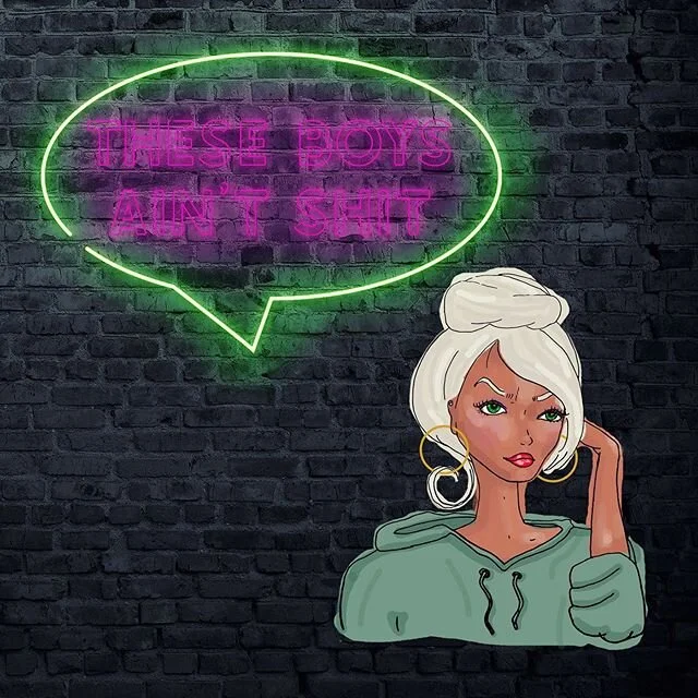 A little digital illustration that came straight from my soul. 😂 Might make a mini series out of these neon ladies! You can check out the one I made for @nickcardone &lsquo;s single Sad Girl over on his page! #neon #digitalillustration