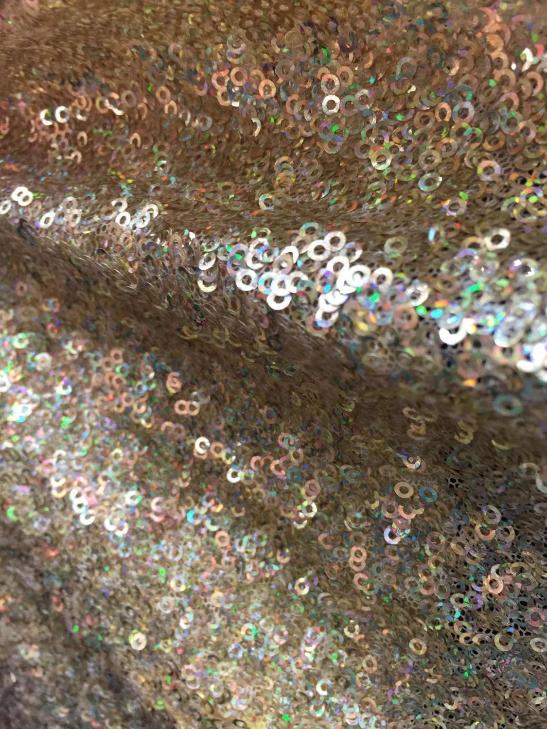 Mini Triple sewed or glitz Sequin on Stretch Mesh Fabric