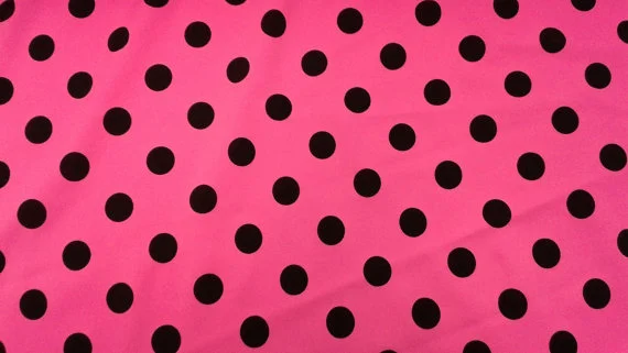 Pink and Black Polka Dot Nylon Spandex Fabric