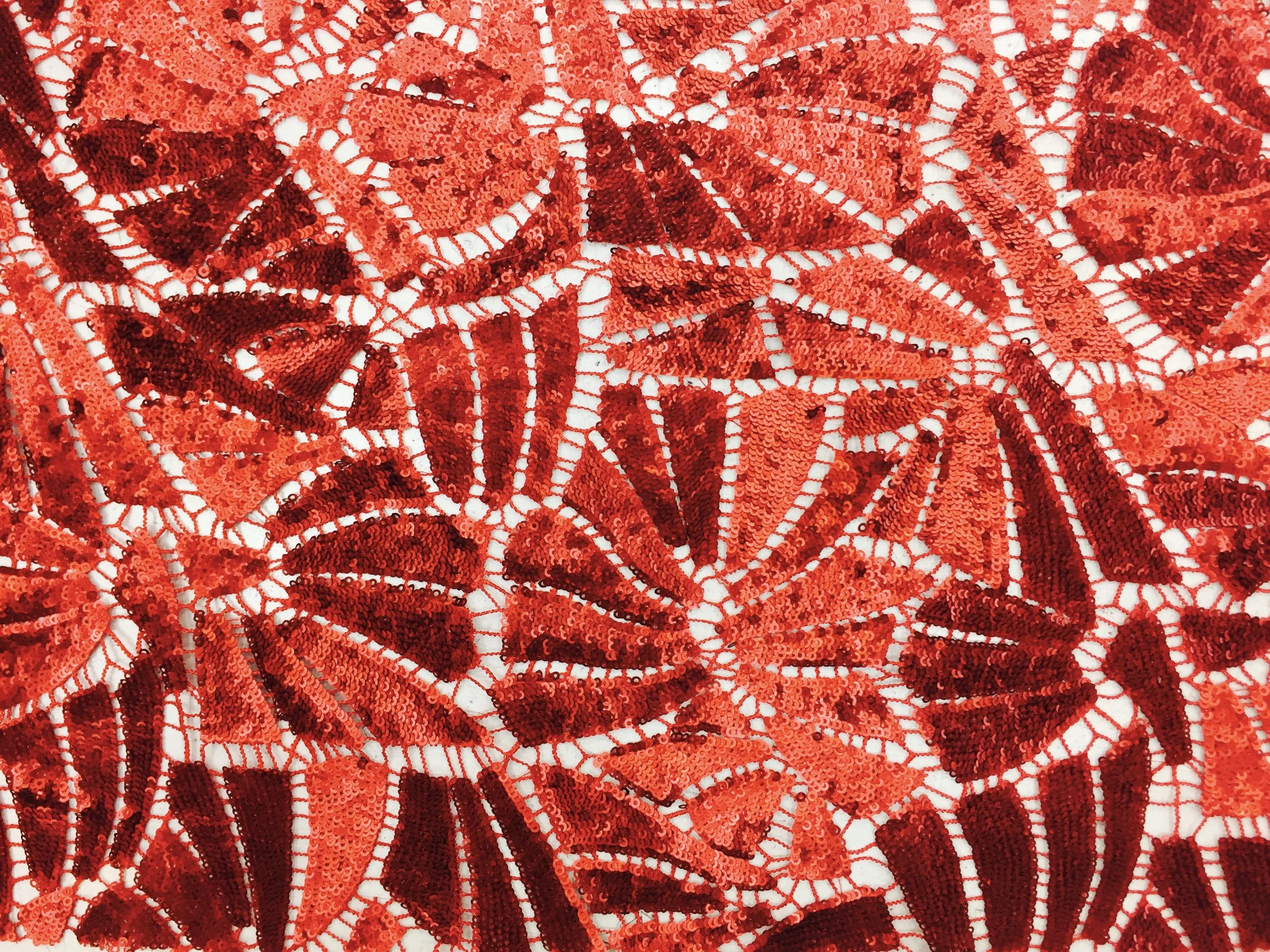 Red Abstract Sequin Design w/Polyester, 45" inch, sold by the yard