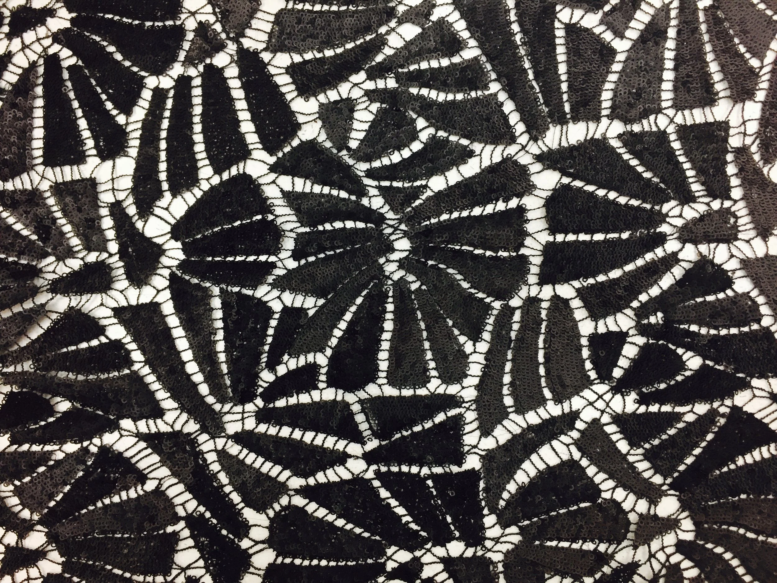 Black Abstract Sequin Design w/Polyester, 45" inch, sold by the yard