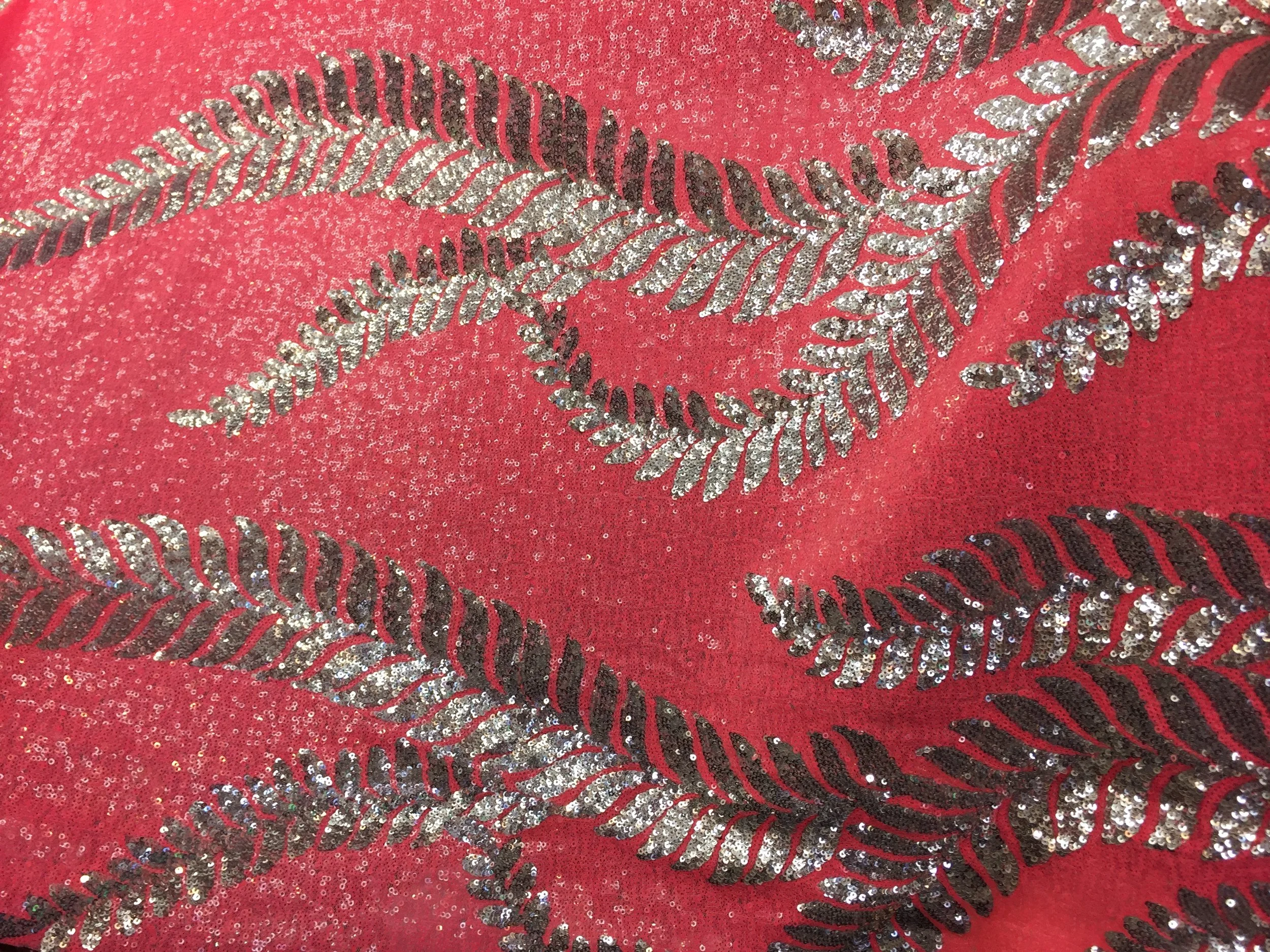 ***NEW*** Pink w/Silver Wings No-Stretch Sequin on Mesh 