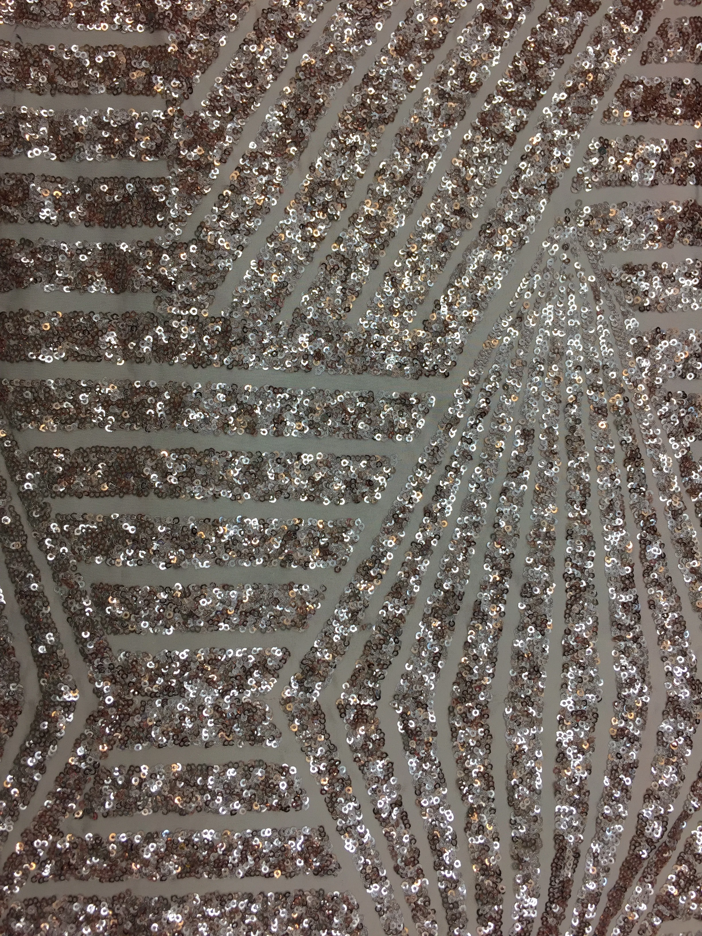 Champagne Jennifer Design Sequin on Spandex, 60" inch, sold by the yard