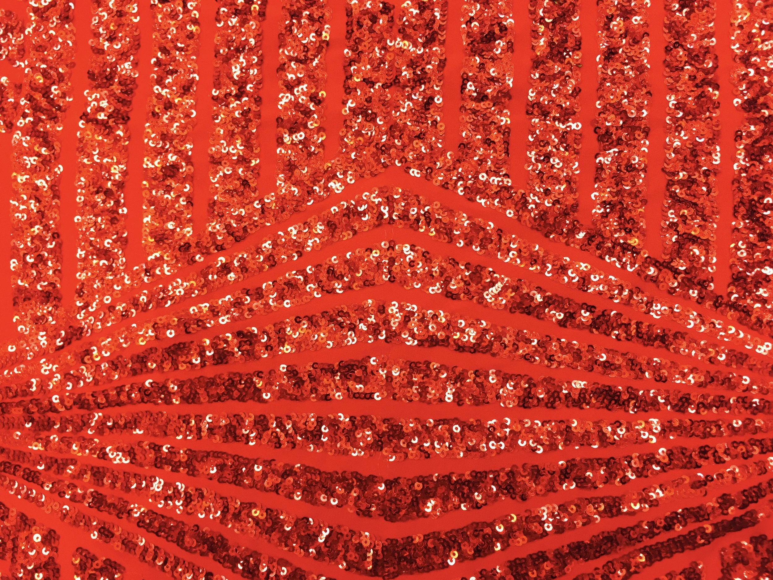 Red Jennifer Design Sequin on Spandex, 60" inch