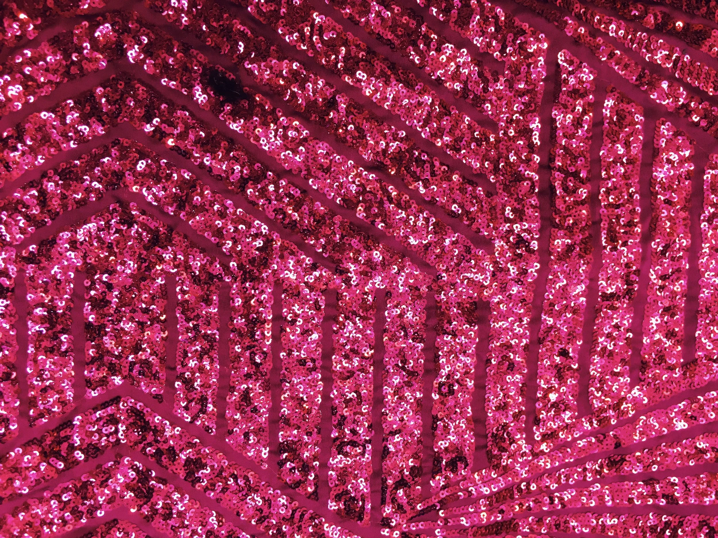 Pink Mixed Line Sequin on Spandex