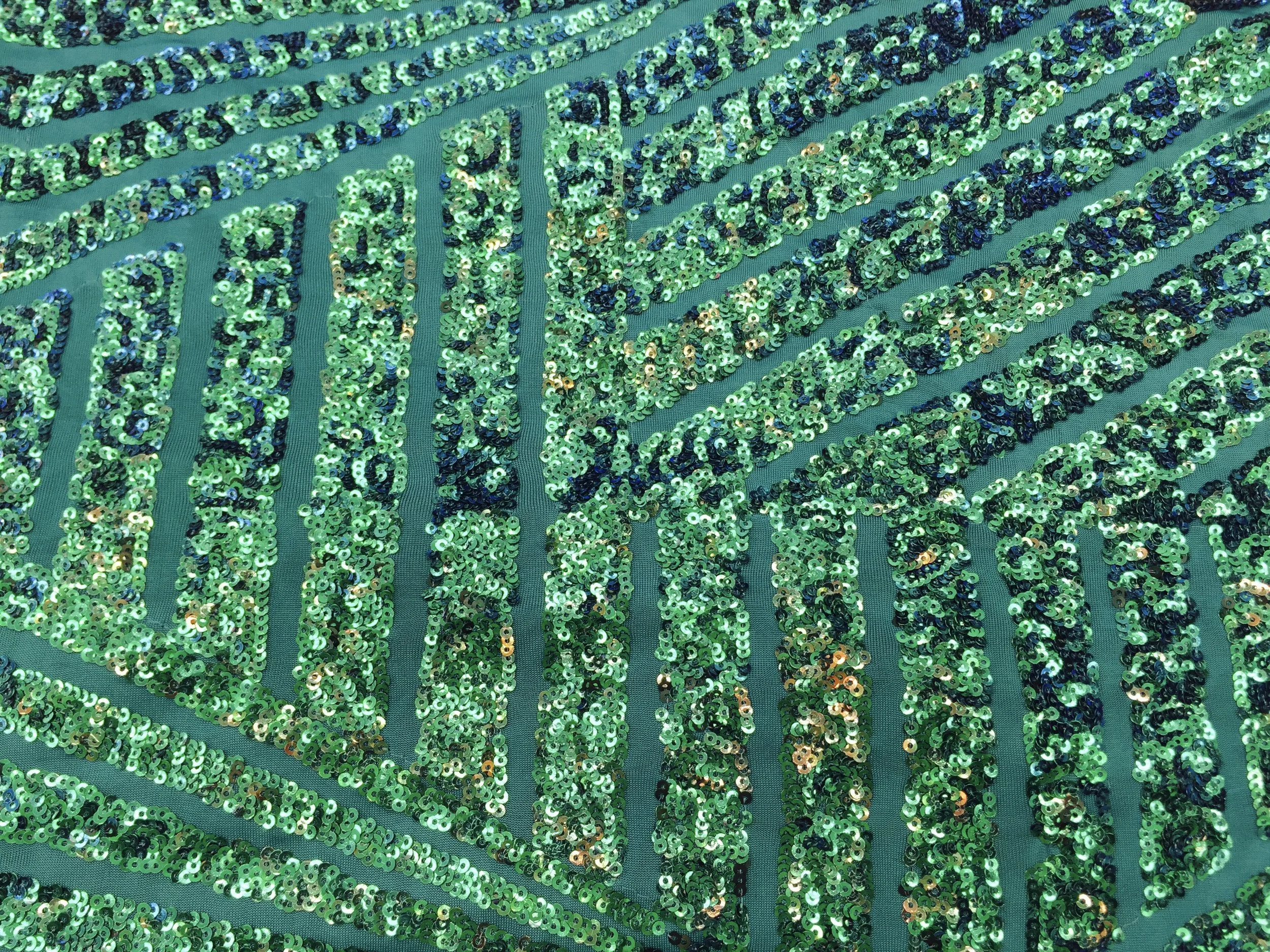 Blue Green Jennifer Design Sequin on Spandex