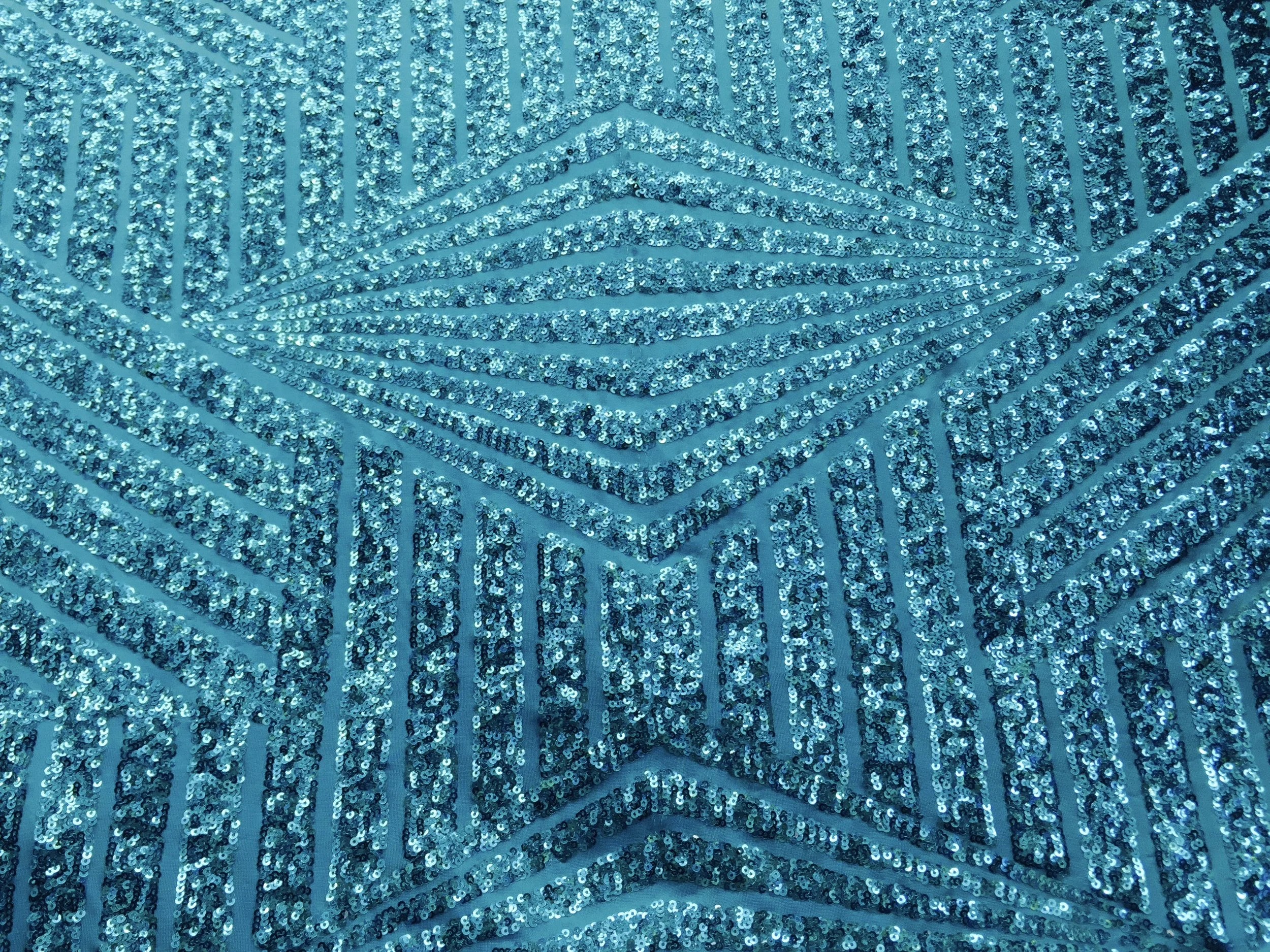 Blue Jennifer Design Sequin on Spandex