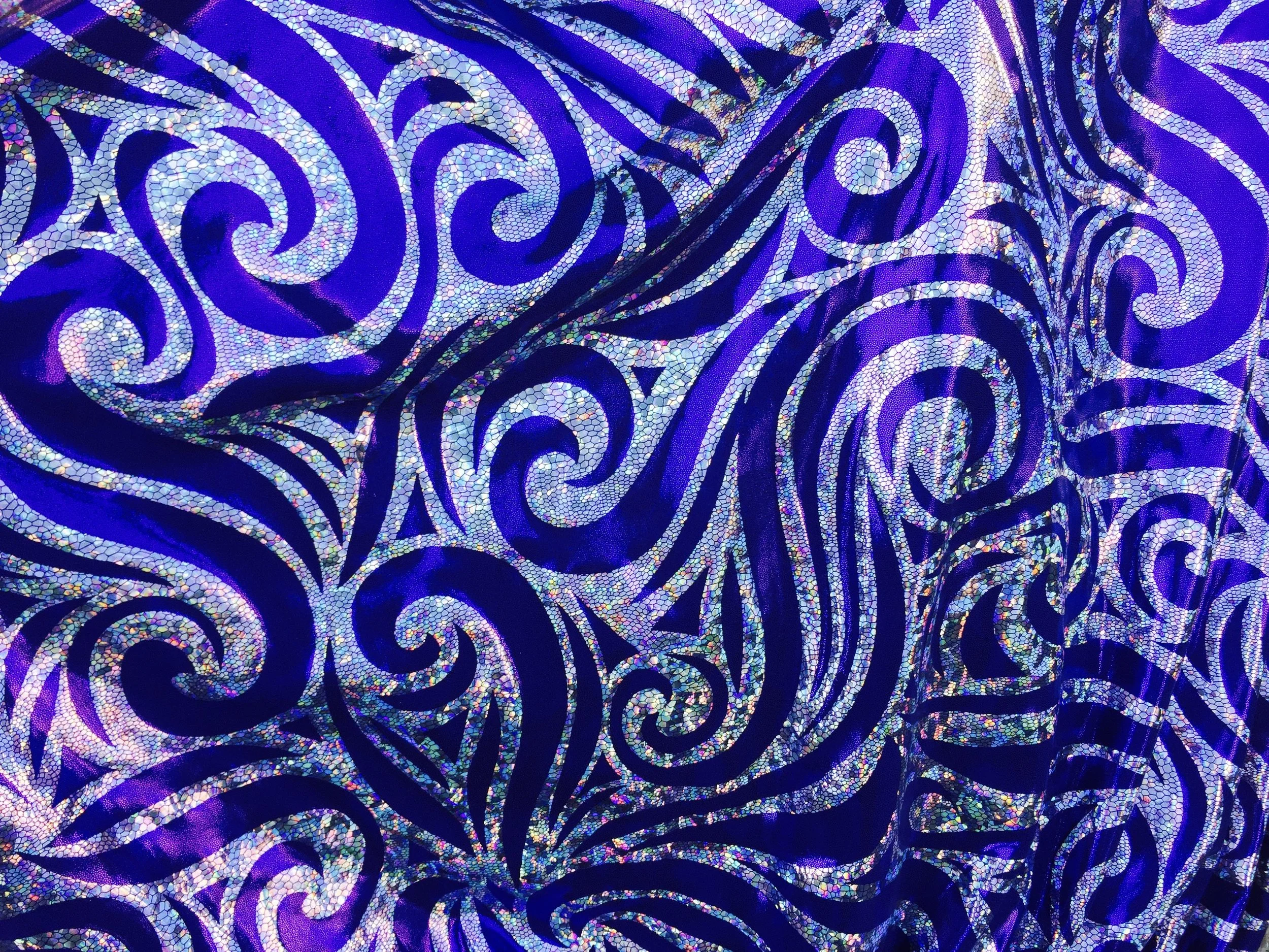 4-Way Stretch Exotic Blue/Silver Mystique Swirl, 60" inch