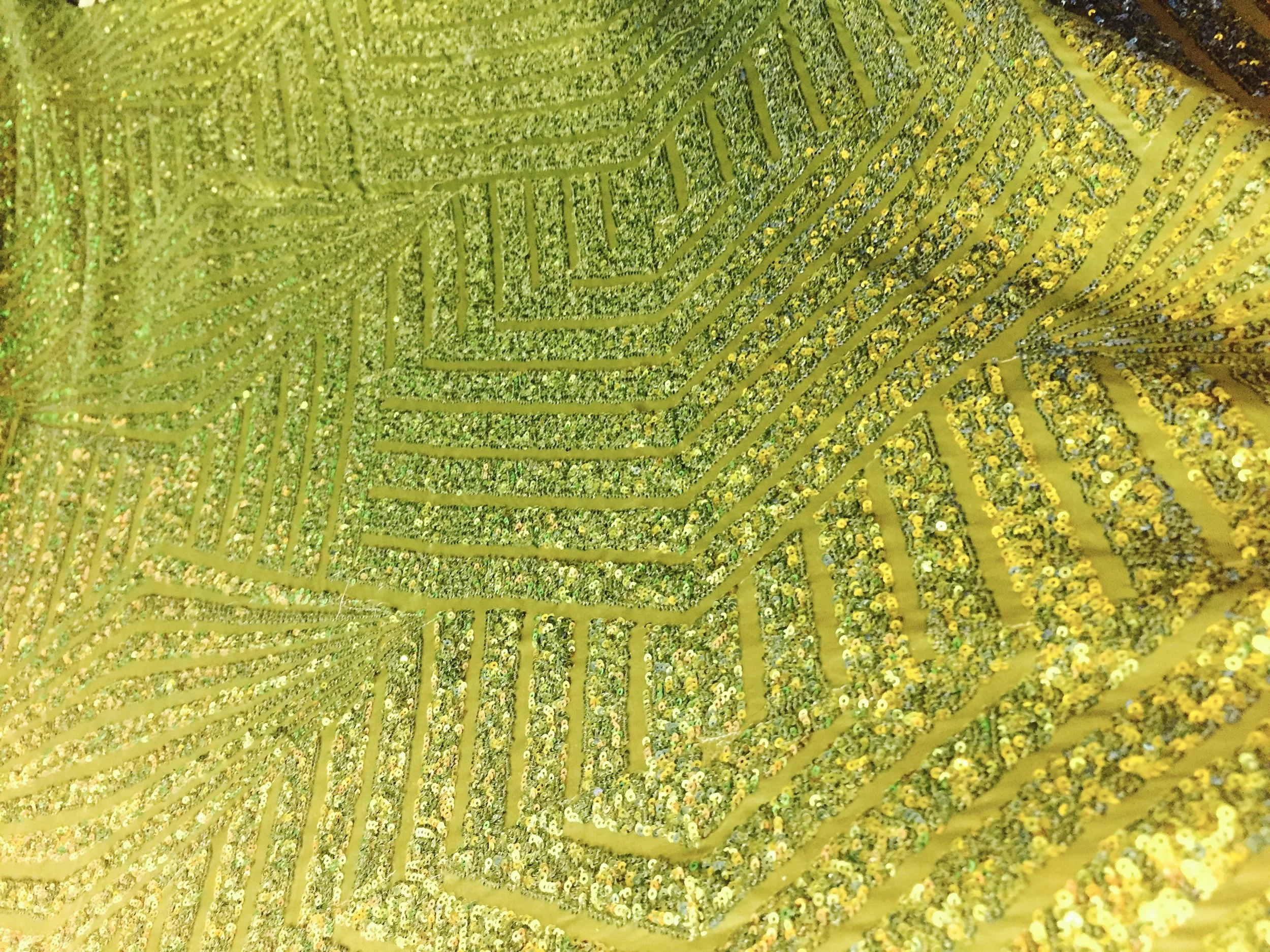Olive Green Jennifer Design with Sequin on Spandex