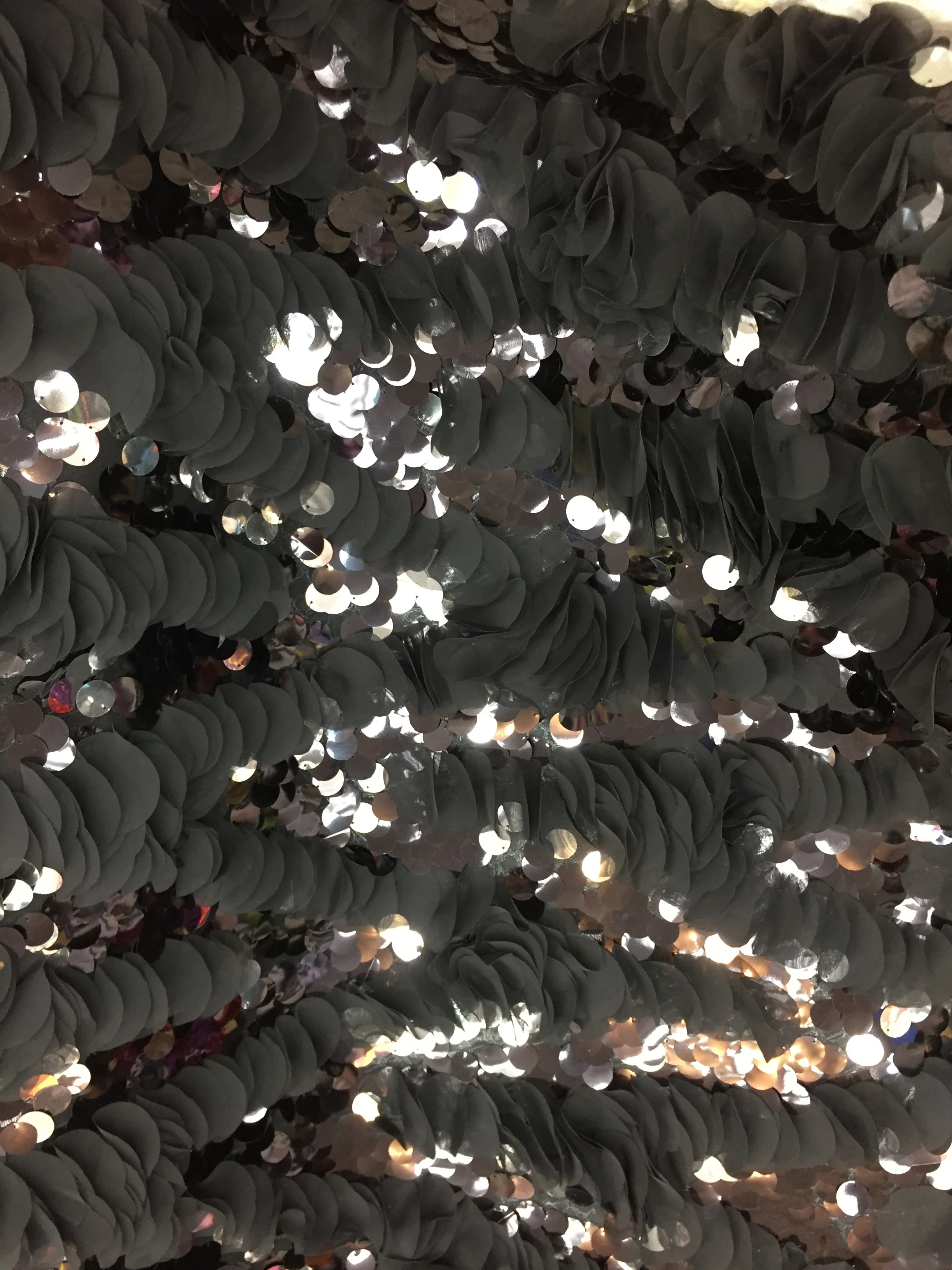 Fancy Black Ruffle Chiffon on Mesh, 60" inch, sold by the yard