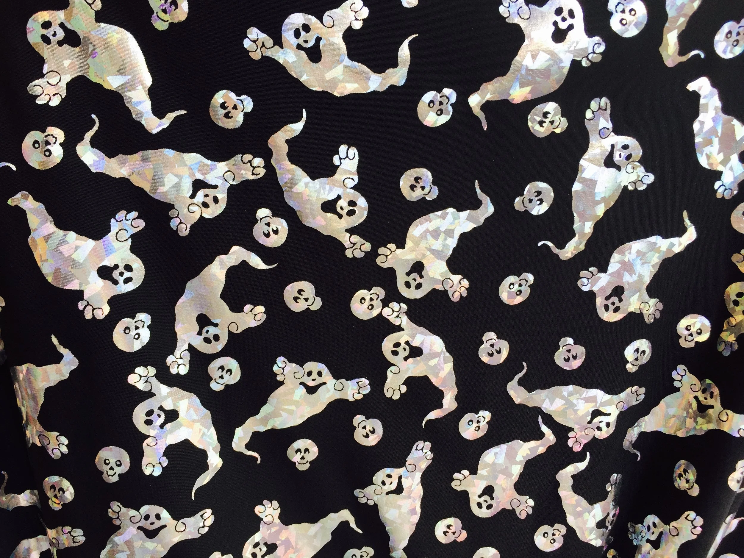 Happy Ghosts Galore on Spandex, 60" inch, sold by the yard