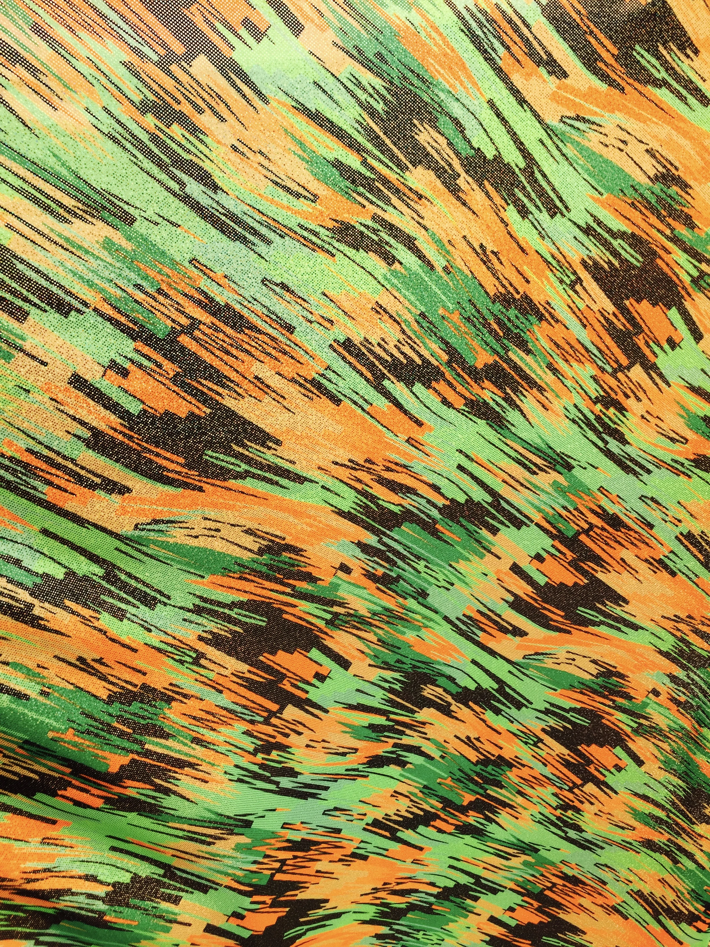 Army Inspired Collage on Nylon Spandex, 60" inch, sold by the yard