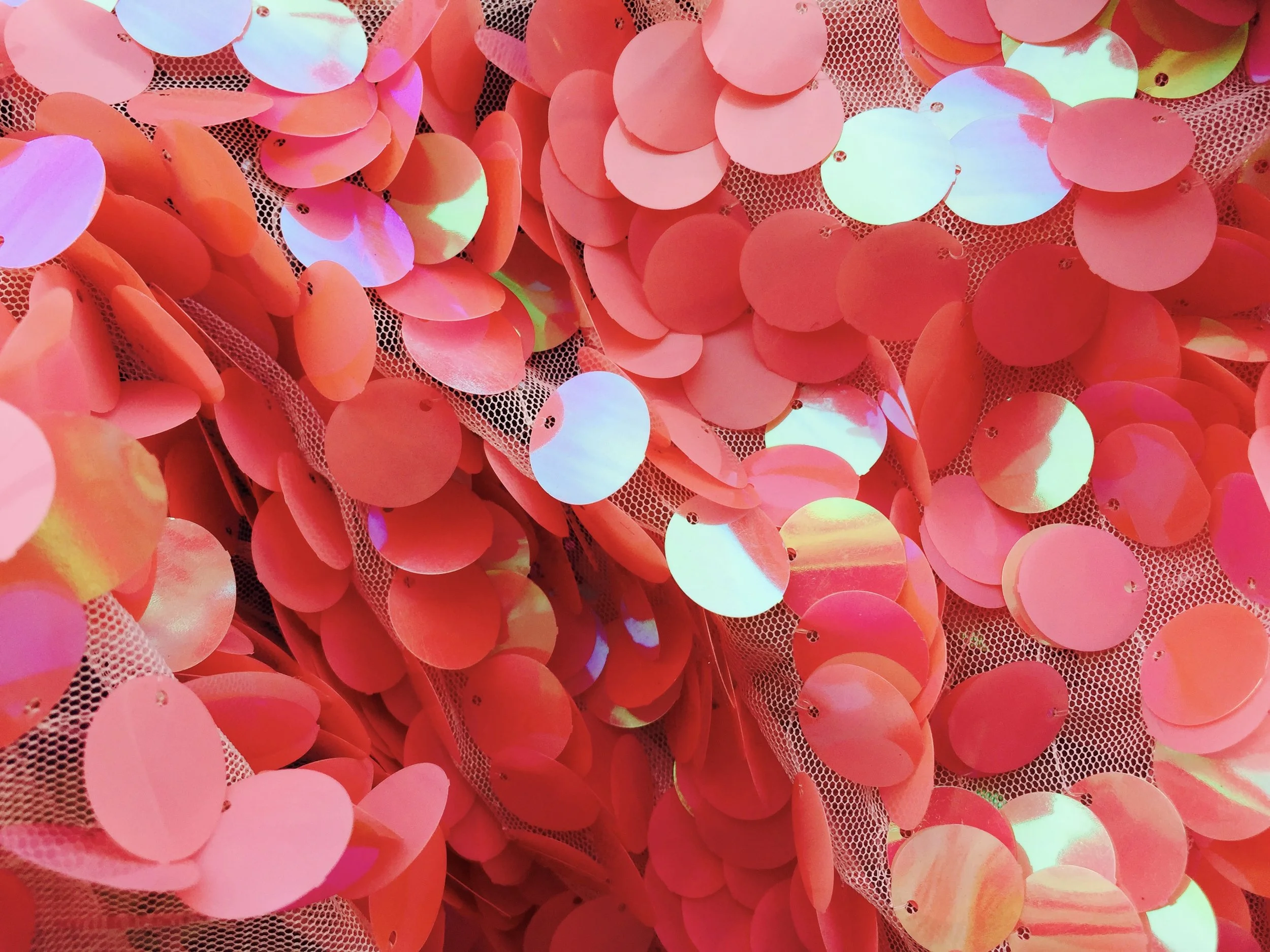 Iridescent Pink Paillette on Mesh, 60" inch, sold by the yard