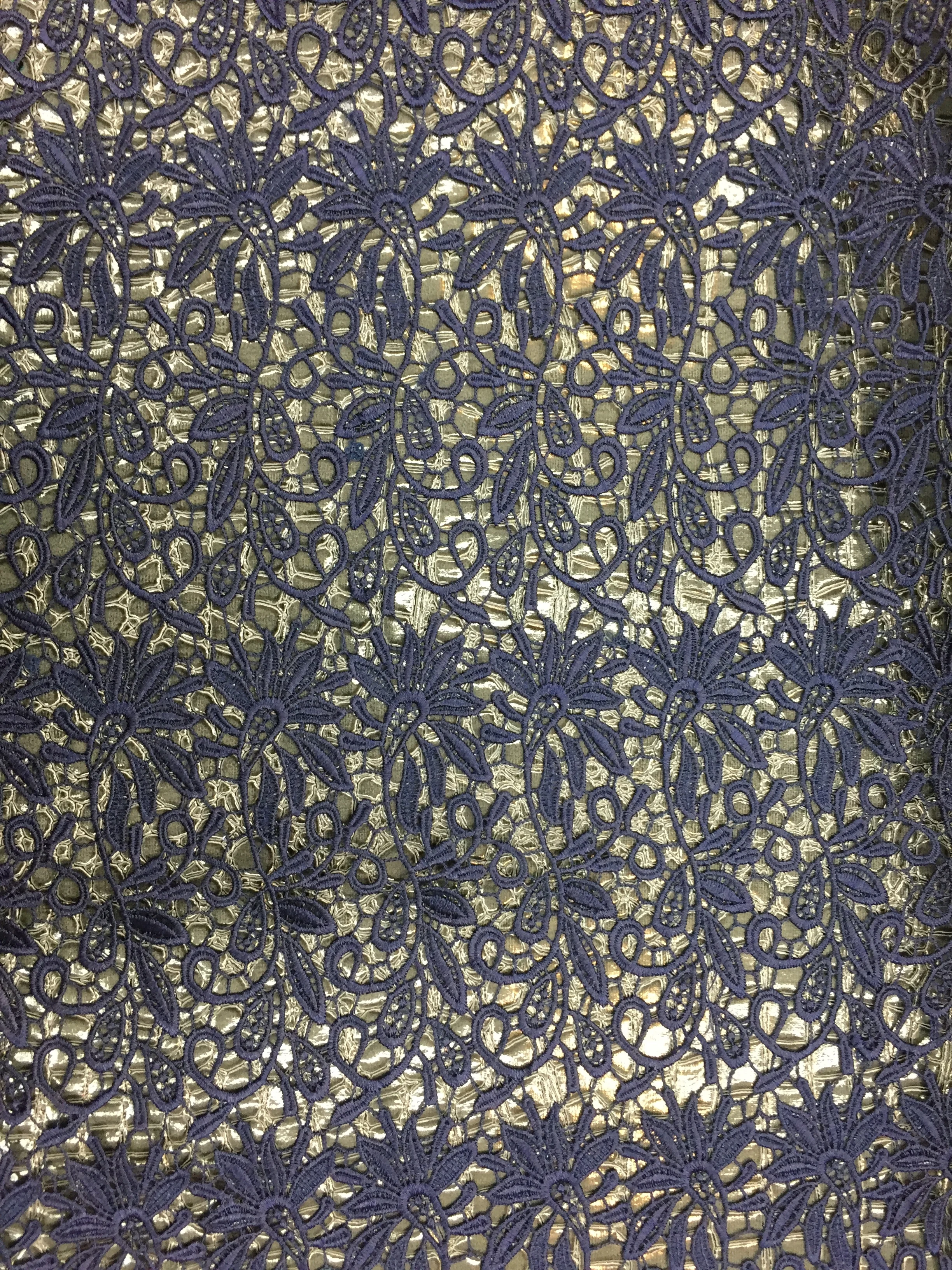 Deep Navy Blue Guipure Lace, 54" inch, sold by the yard