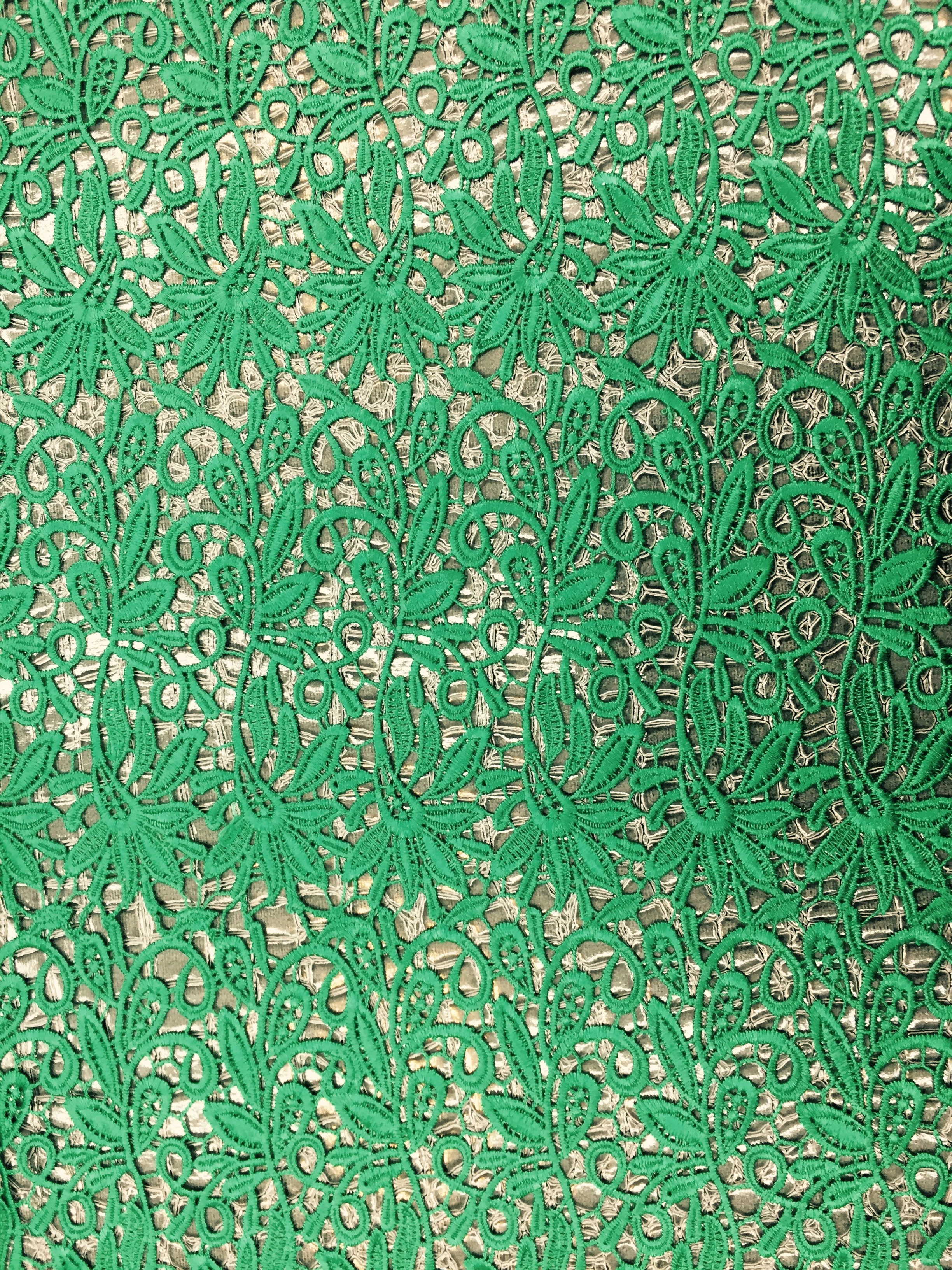 Clover Green Guipure Lace, 54" inch, sold by the yard