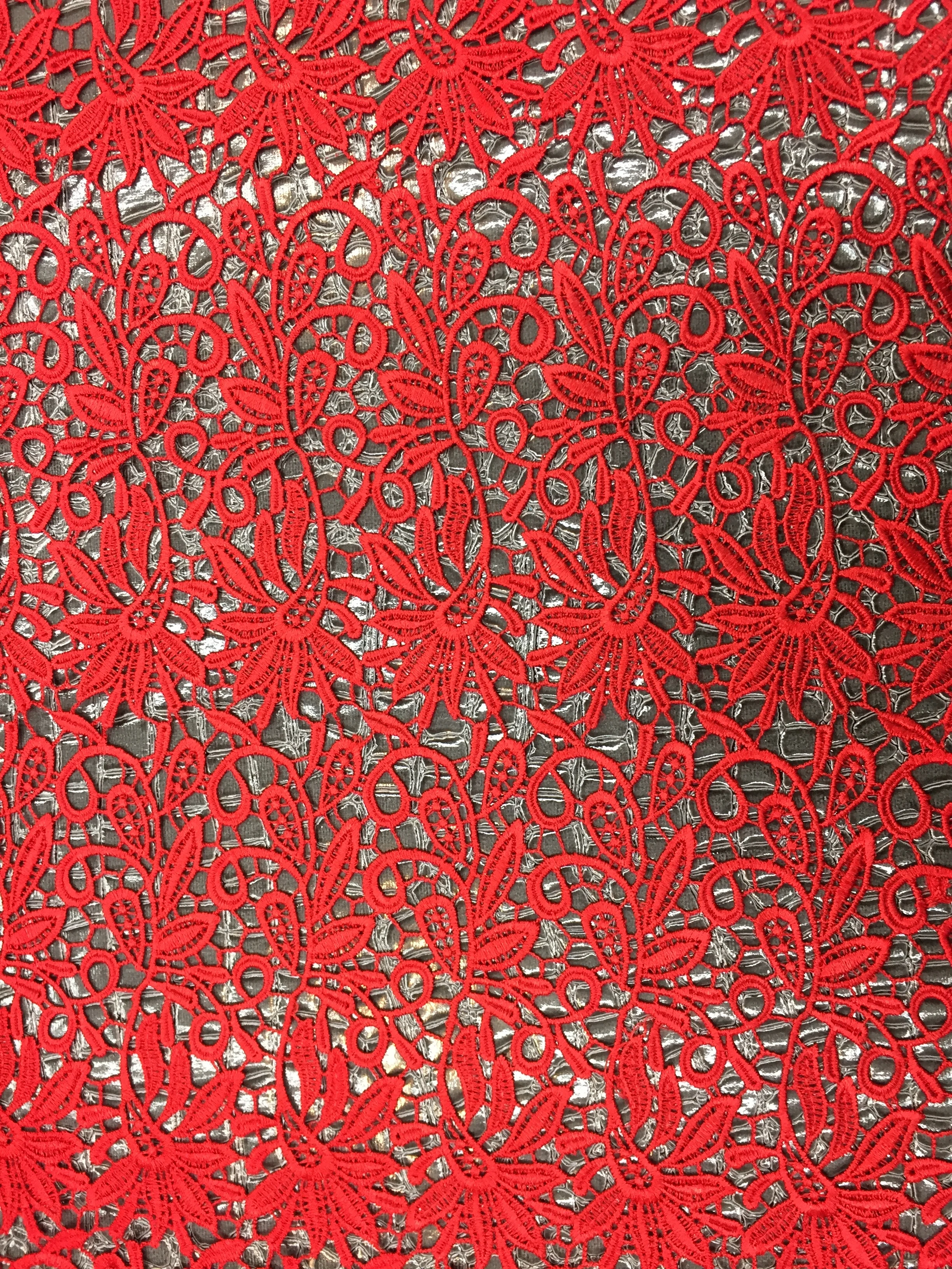 Rambunctious Red Guipure Lace, 54" inch, sold by the yard