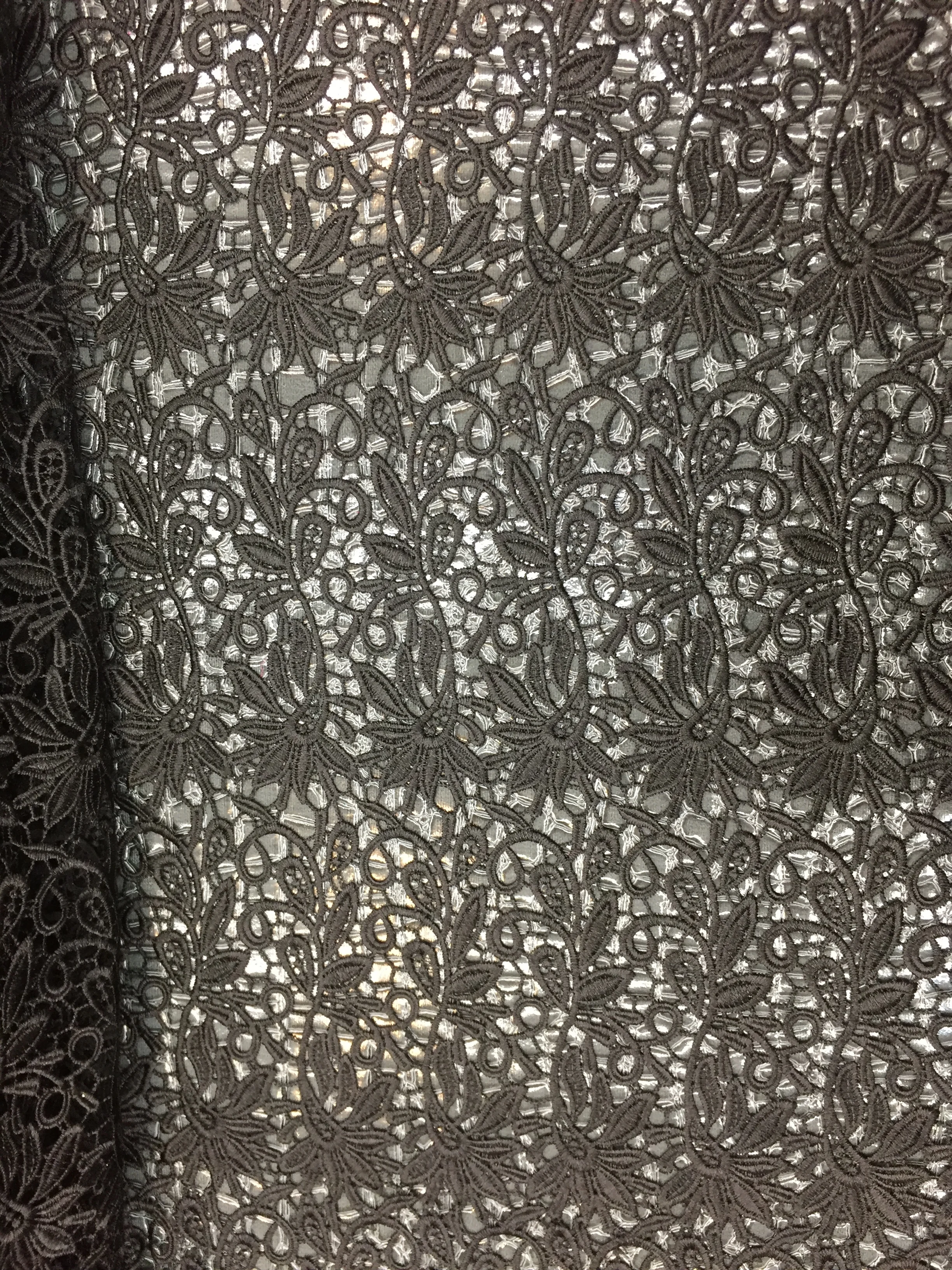 Midnight Black Guipure Lace, 54" inch, sold by the yard