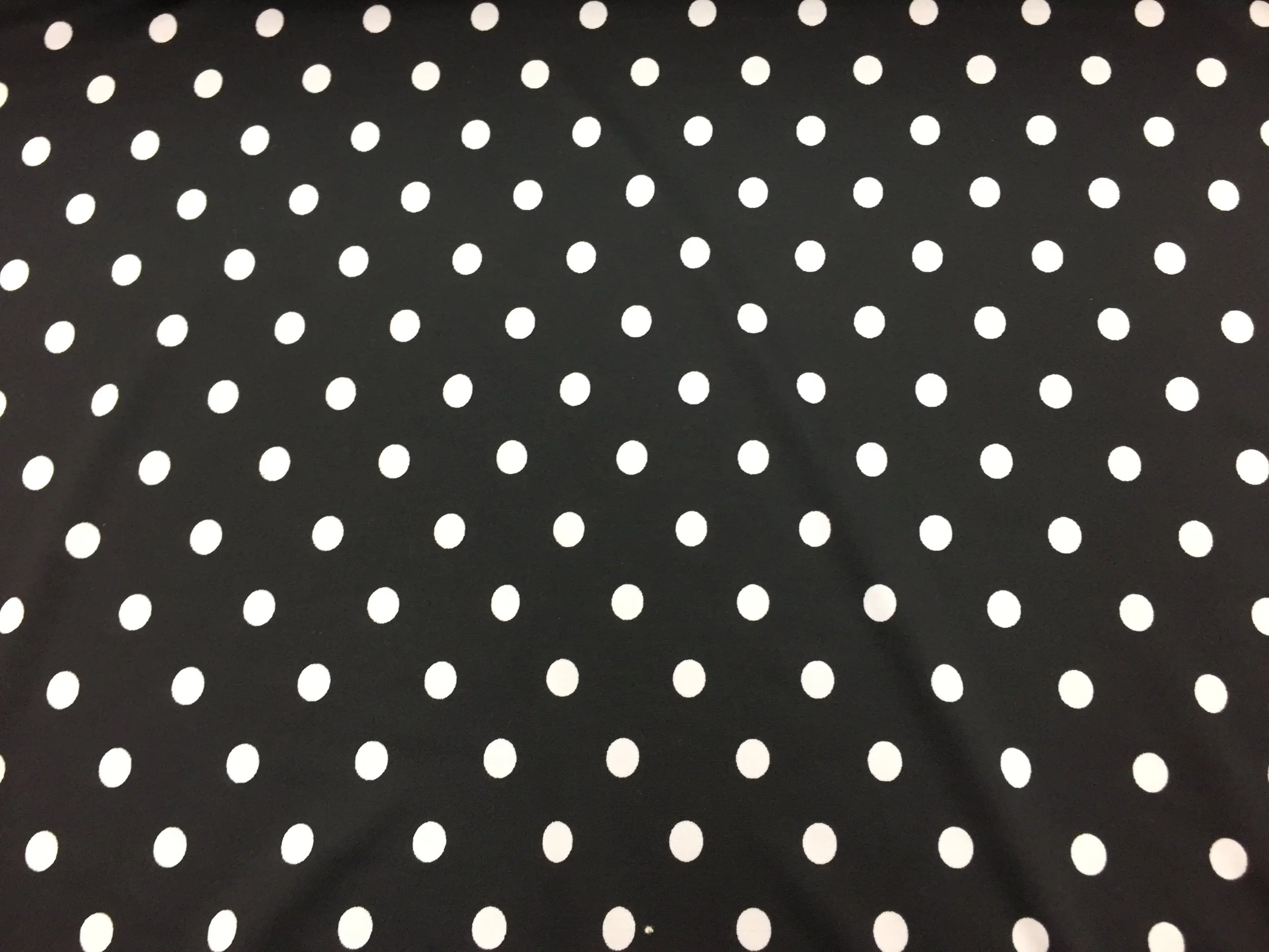 Black with White Polka Dots on Nylon Spandex, 60" inch, sold by the yard