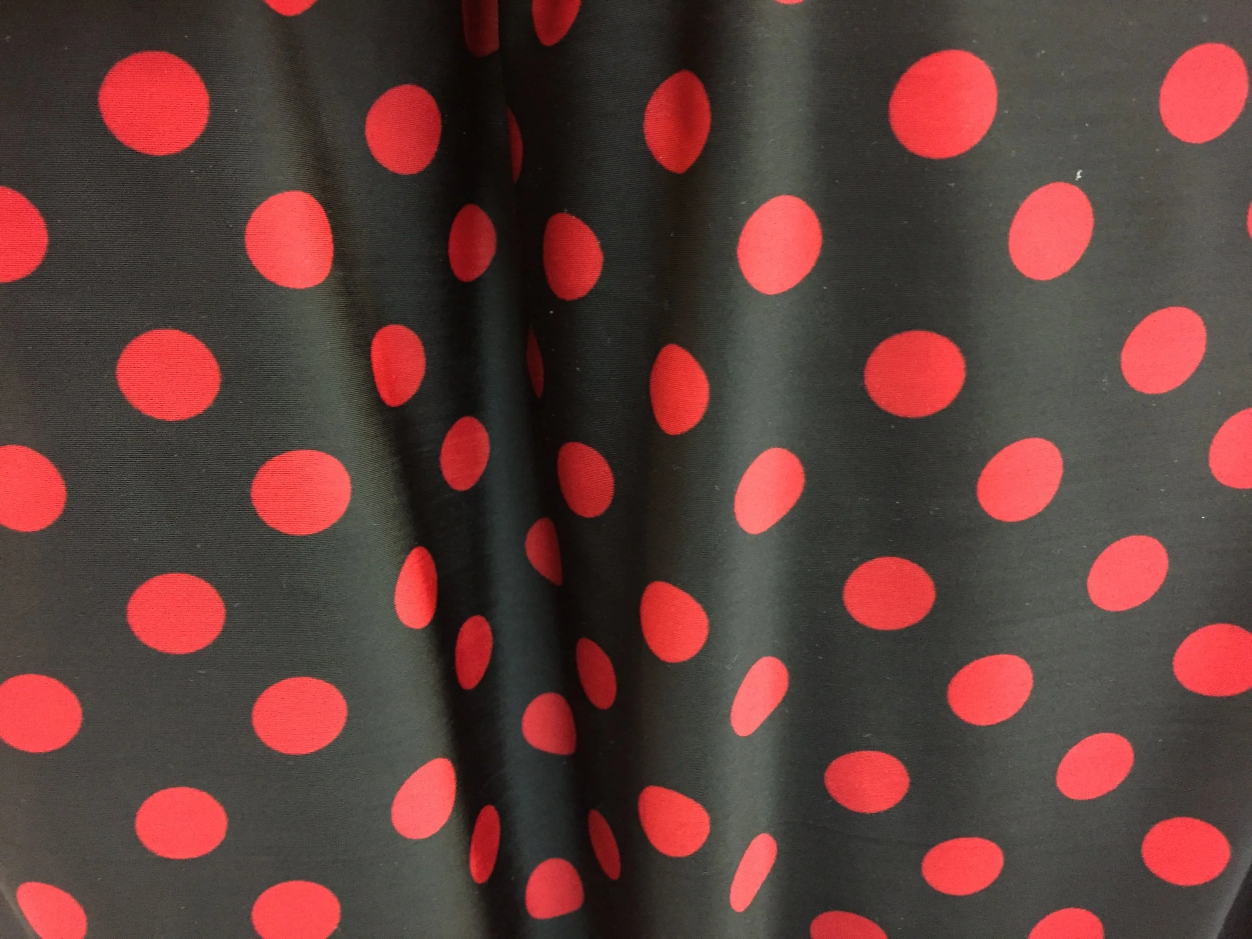 Black w/Red Polka Dots on Nylon Spandex, 60" inch, sold by the yard