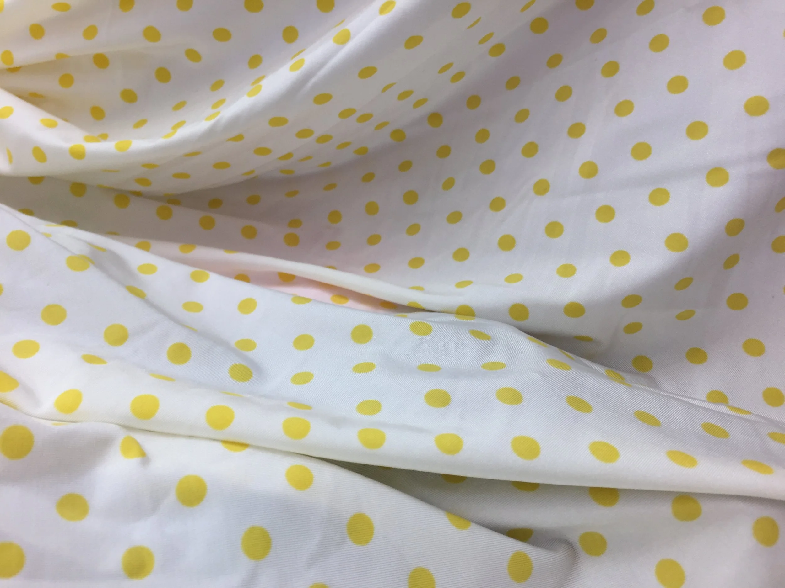 White w/Yellow Polka Dots on Nylon Spandex