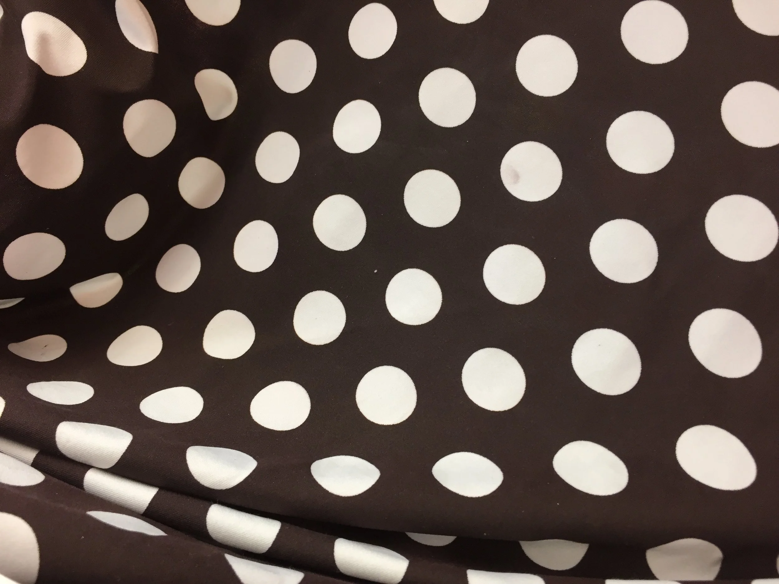 Espresso Brown w/Large White Polka Dots on Nylon Spandex, 60" inch, sold by the yard