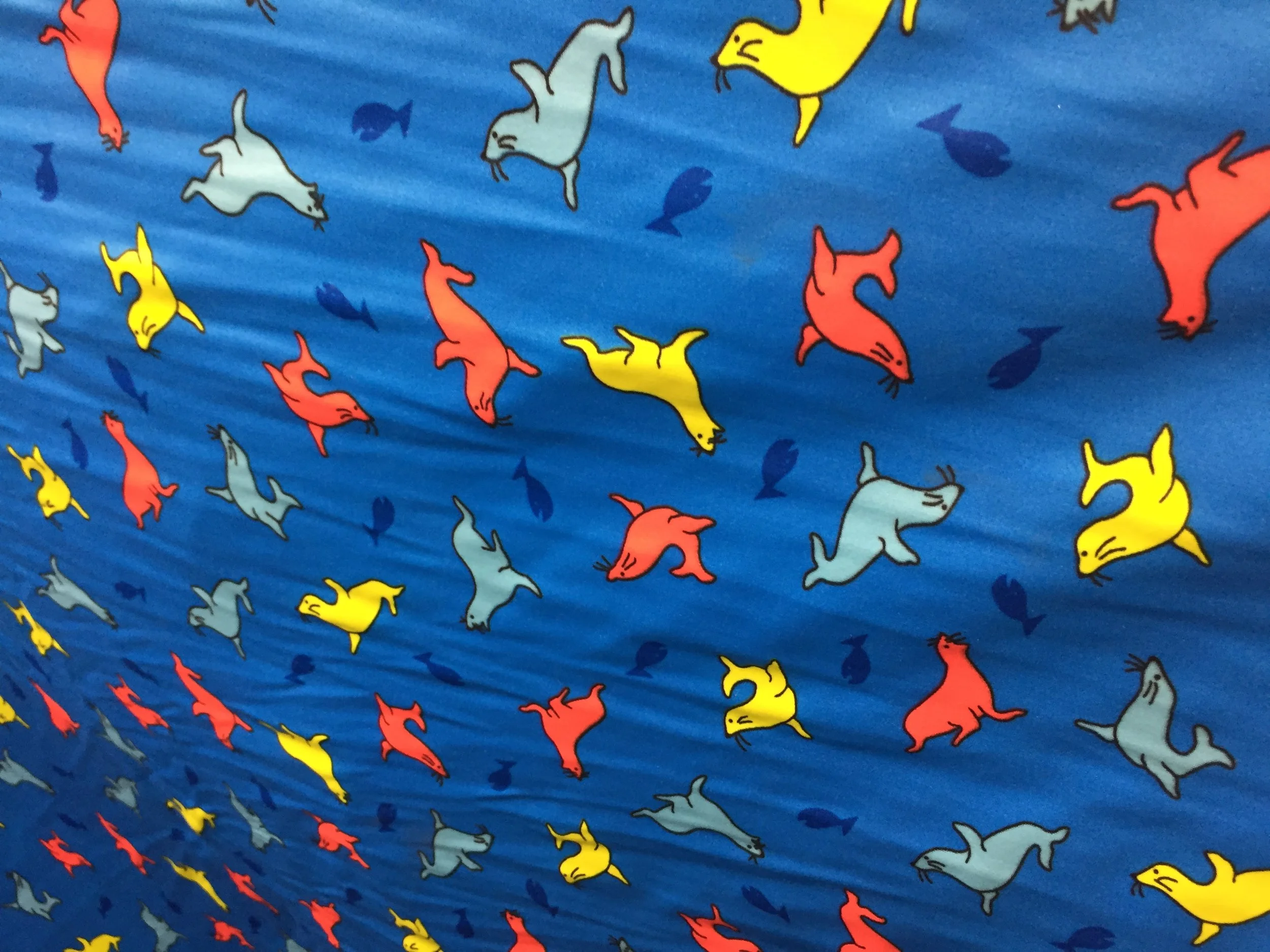 Ocean Seals on Spandex, 54" inch, sold by the yard