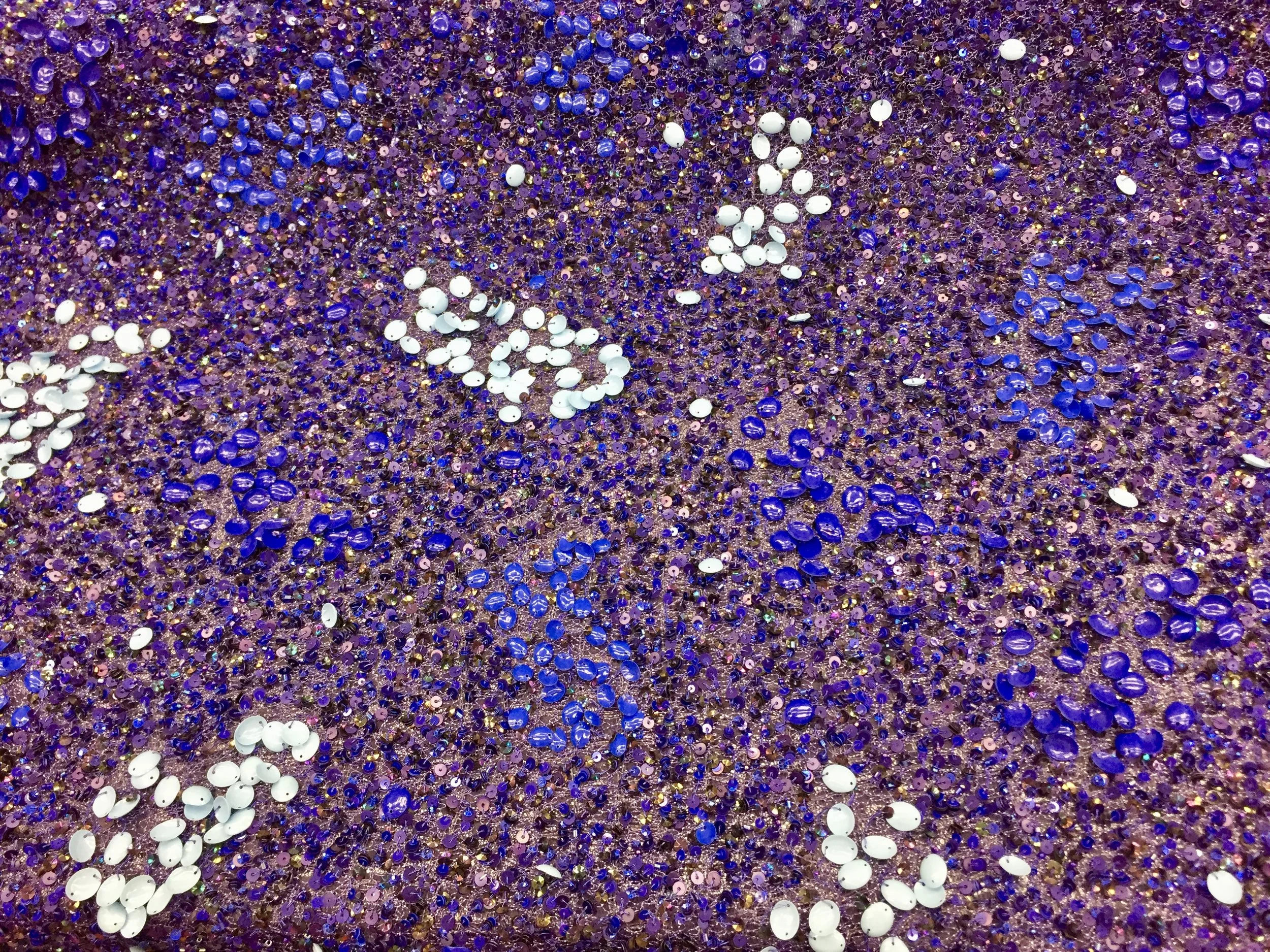 Handmade 100% Rayon Knit Silk, Deep Saphhire Blue Beaded Design, 60" inch, sold by the yard