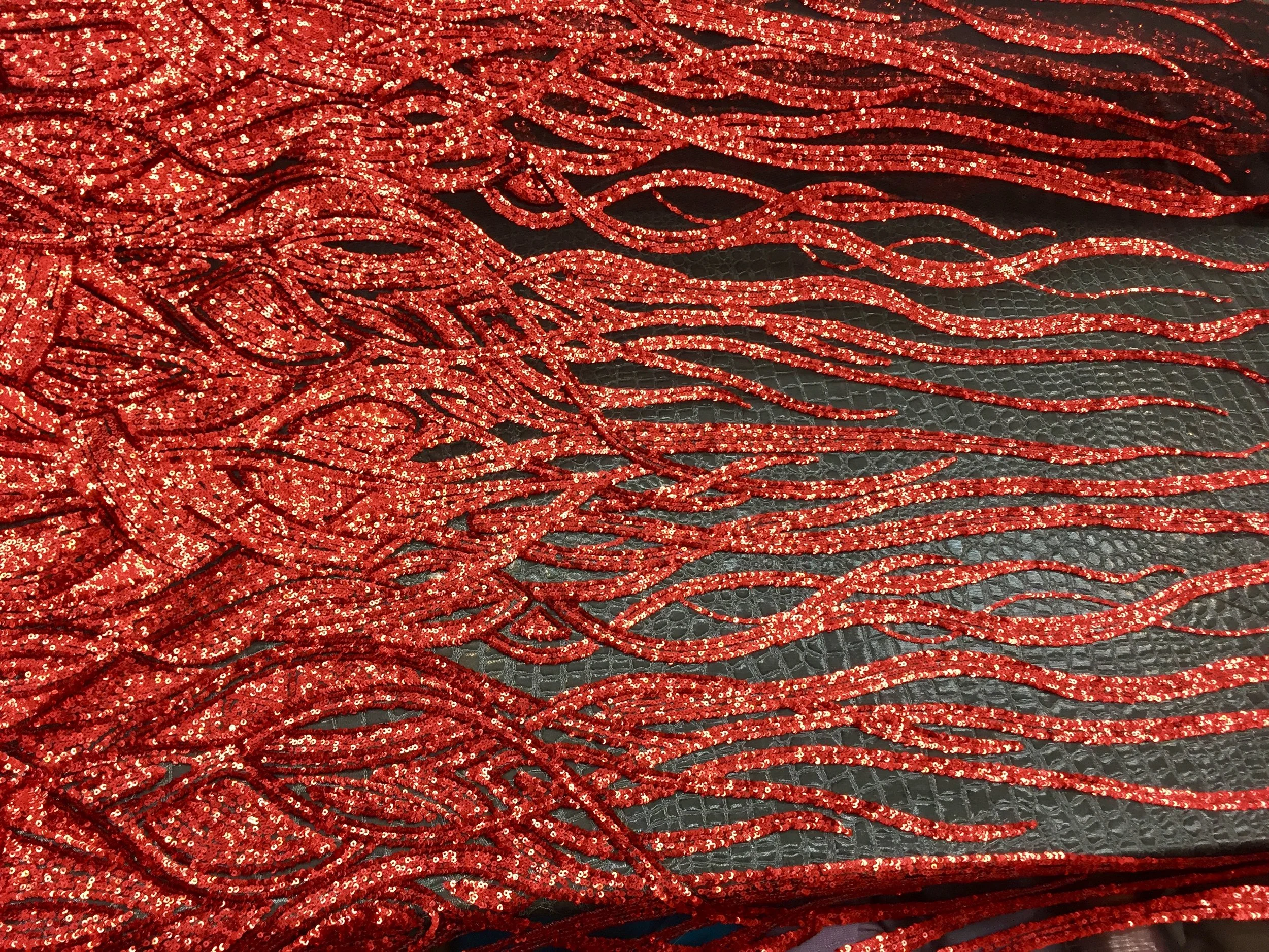 ***NEW*** Deep Red Flames  on Mesh, No Stretch, 60" inch, sold by the yard