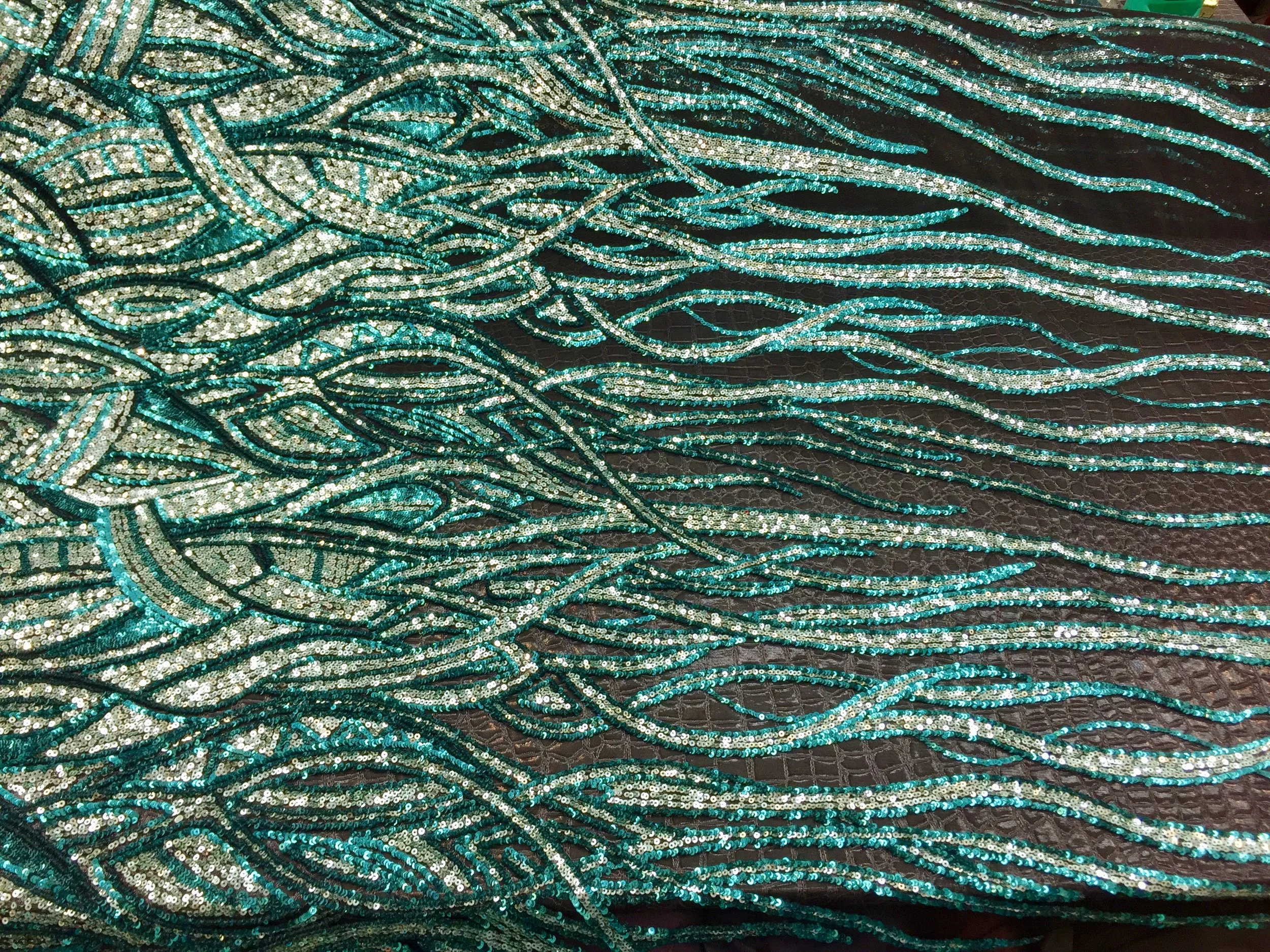 ***NEW*** Cerulean Blue Sequin Flames on Mesh, No Stretch, 60" inch, sold by the yard