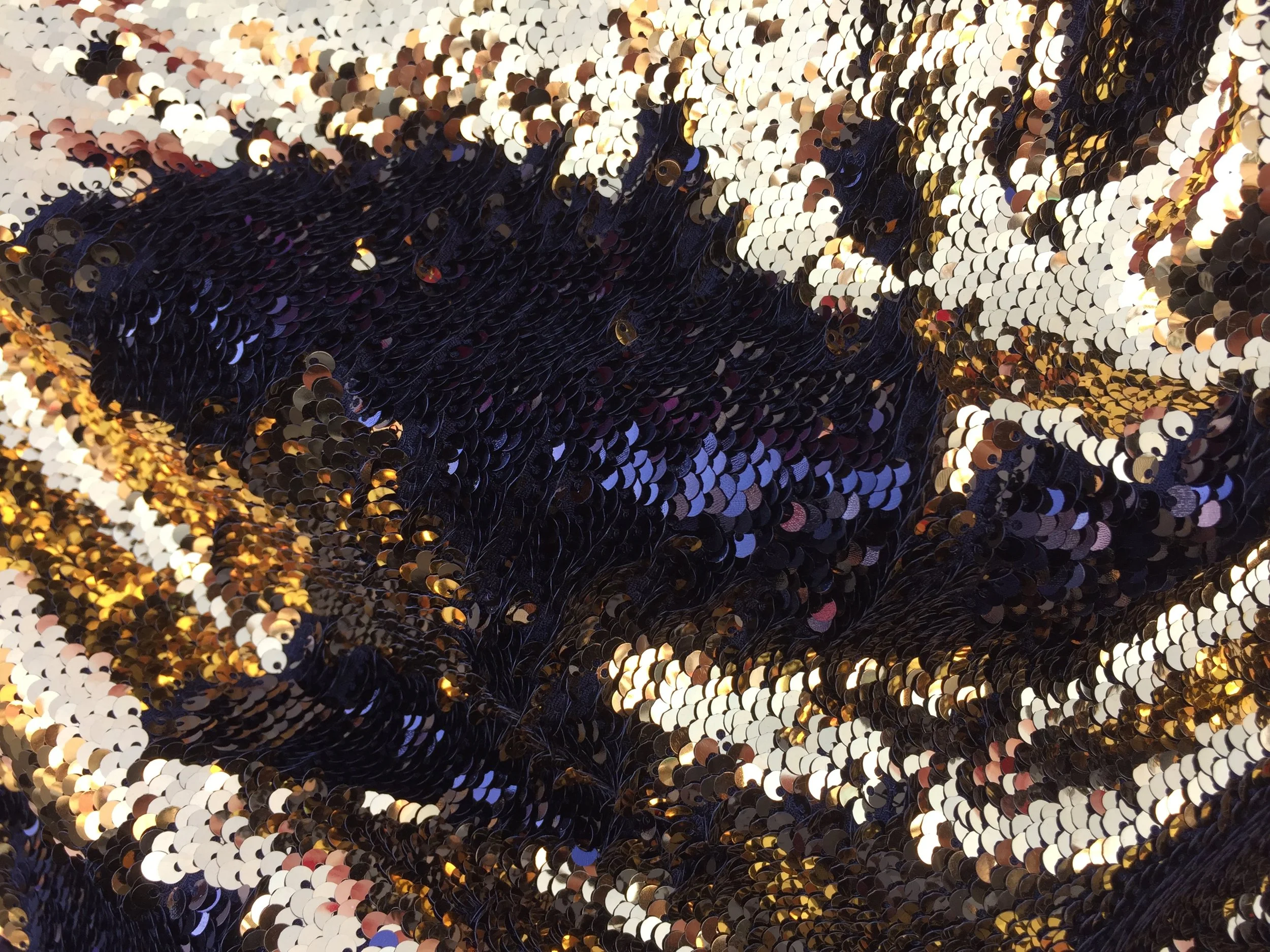 Gold/Black Flip-Up Reversible Shiny Sequin on Spandex, 54" inch, sold by the yard