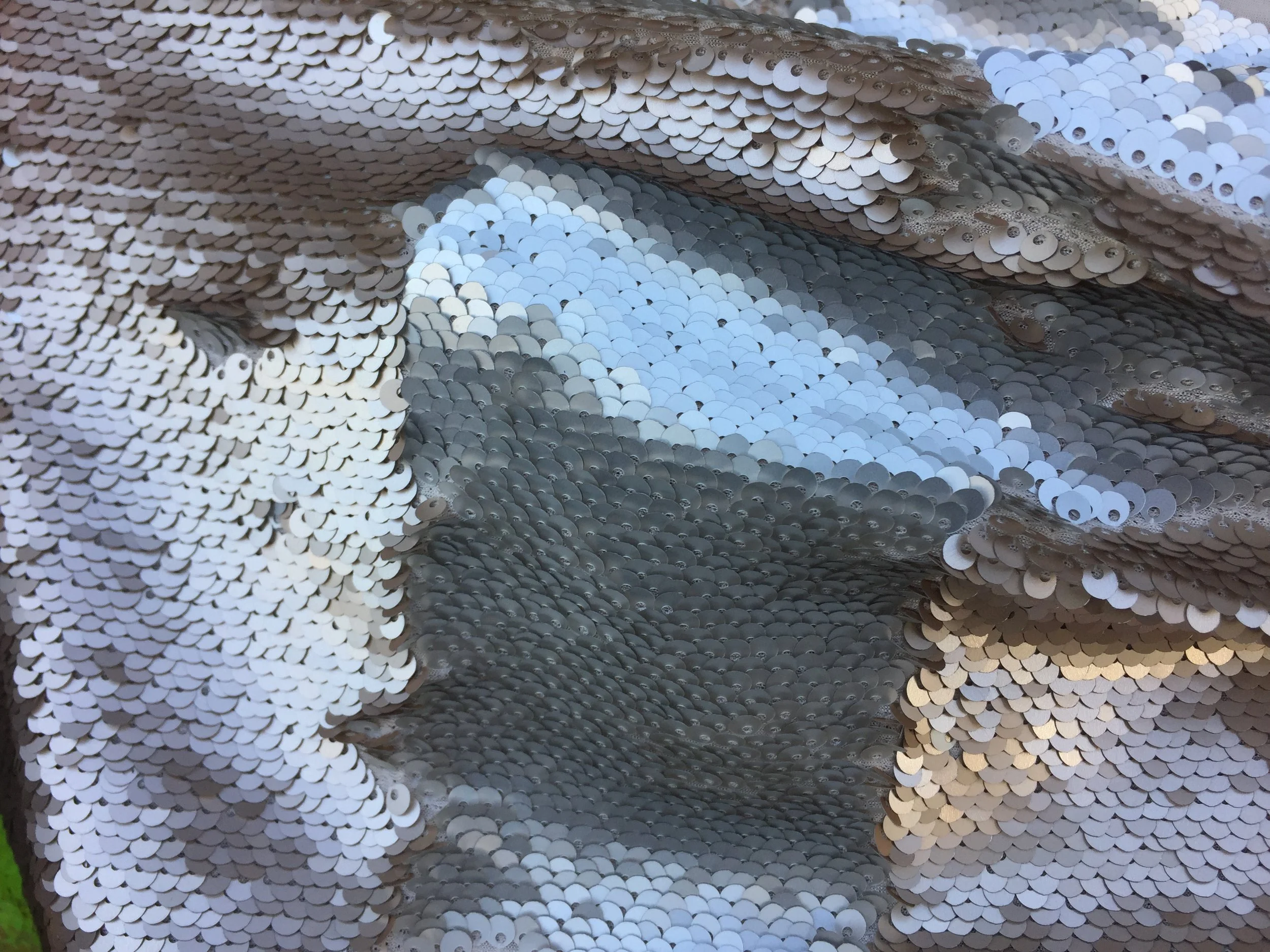Matte Silver /Matte Champagne 5mm Flip Up Sequin on Spandex