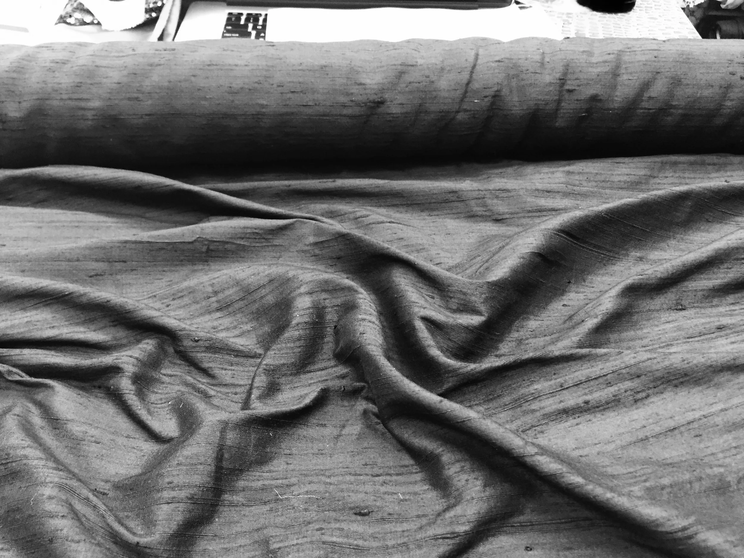 Pure Raw Silk, Deep Black, 45" inch, sold by the yard