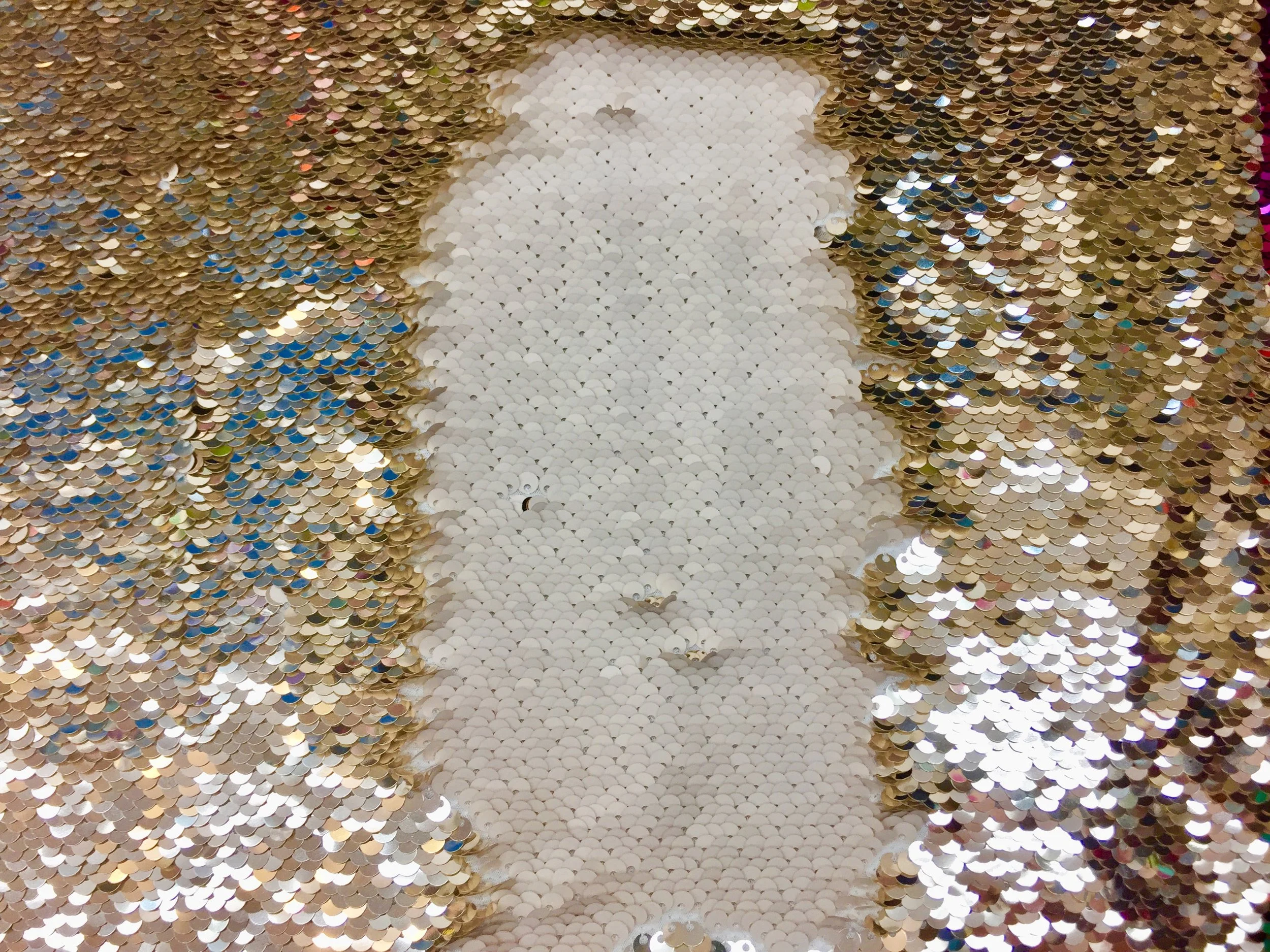Champagne/Cream Shiny/Matte  5mm Flip Up Sequin on Spandex, 54" inch, sold by the yard
