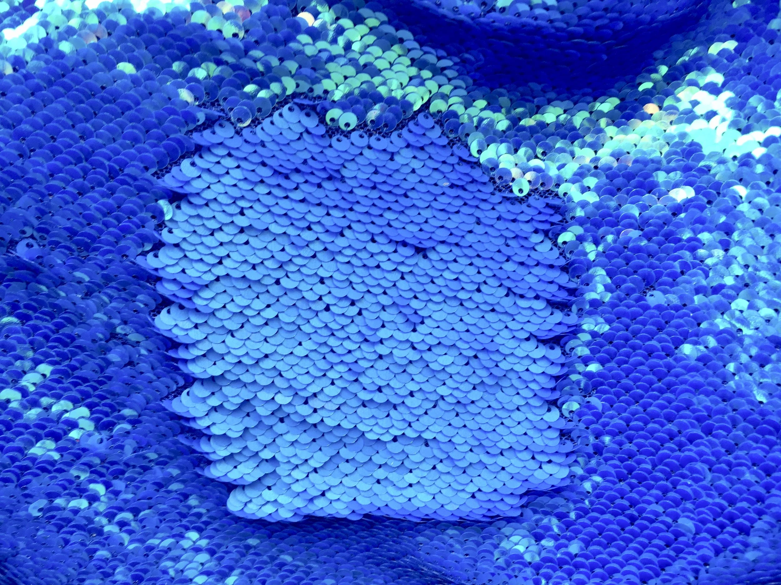 Metallic Cerulean Blue Shiny/Matte Flip Up Sequin on Mesh, 54" inch, sold by the yard