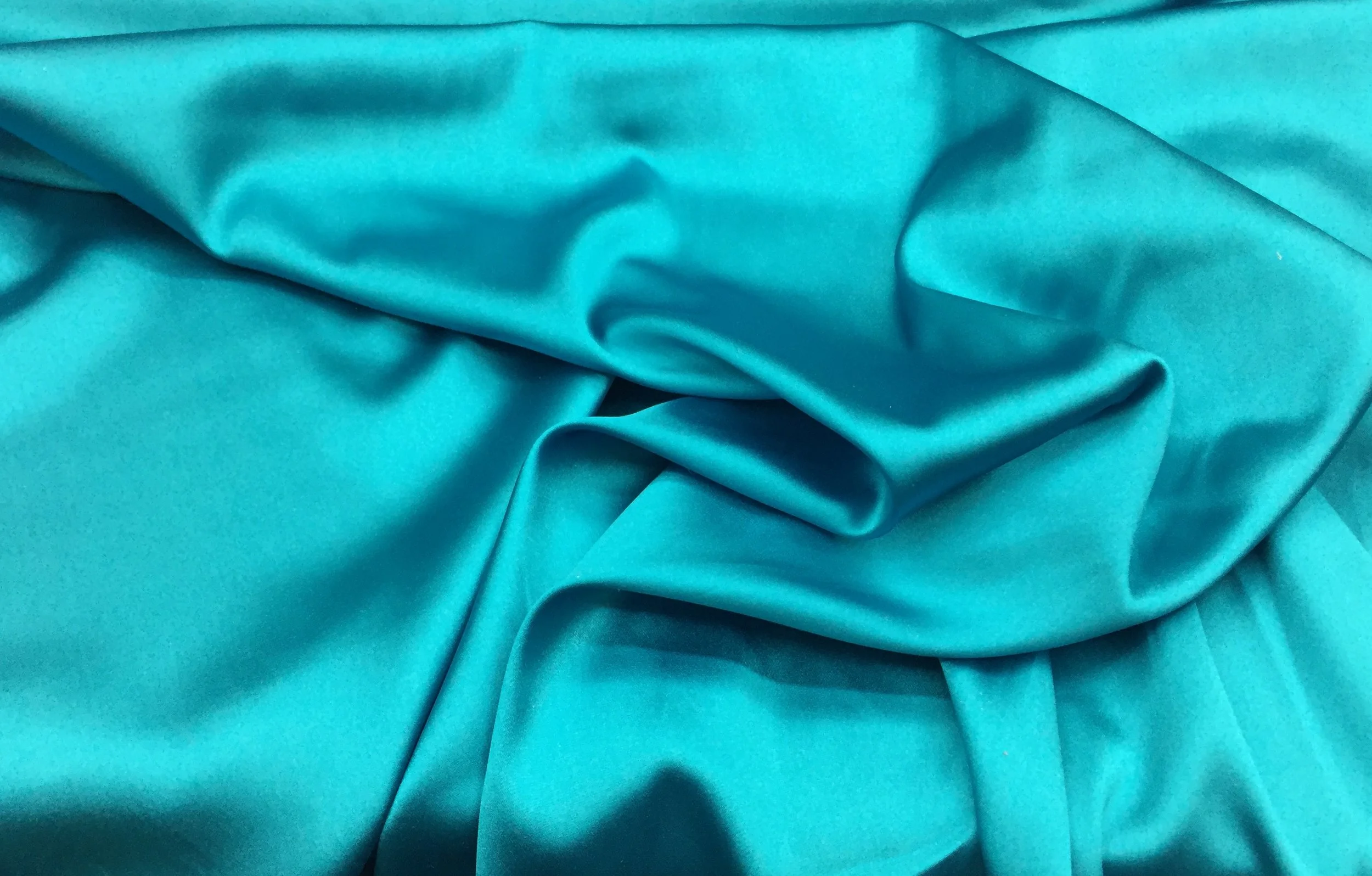 True Turquoise Charmeuse Satin Silk, 45" inch, sold by the yard