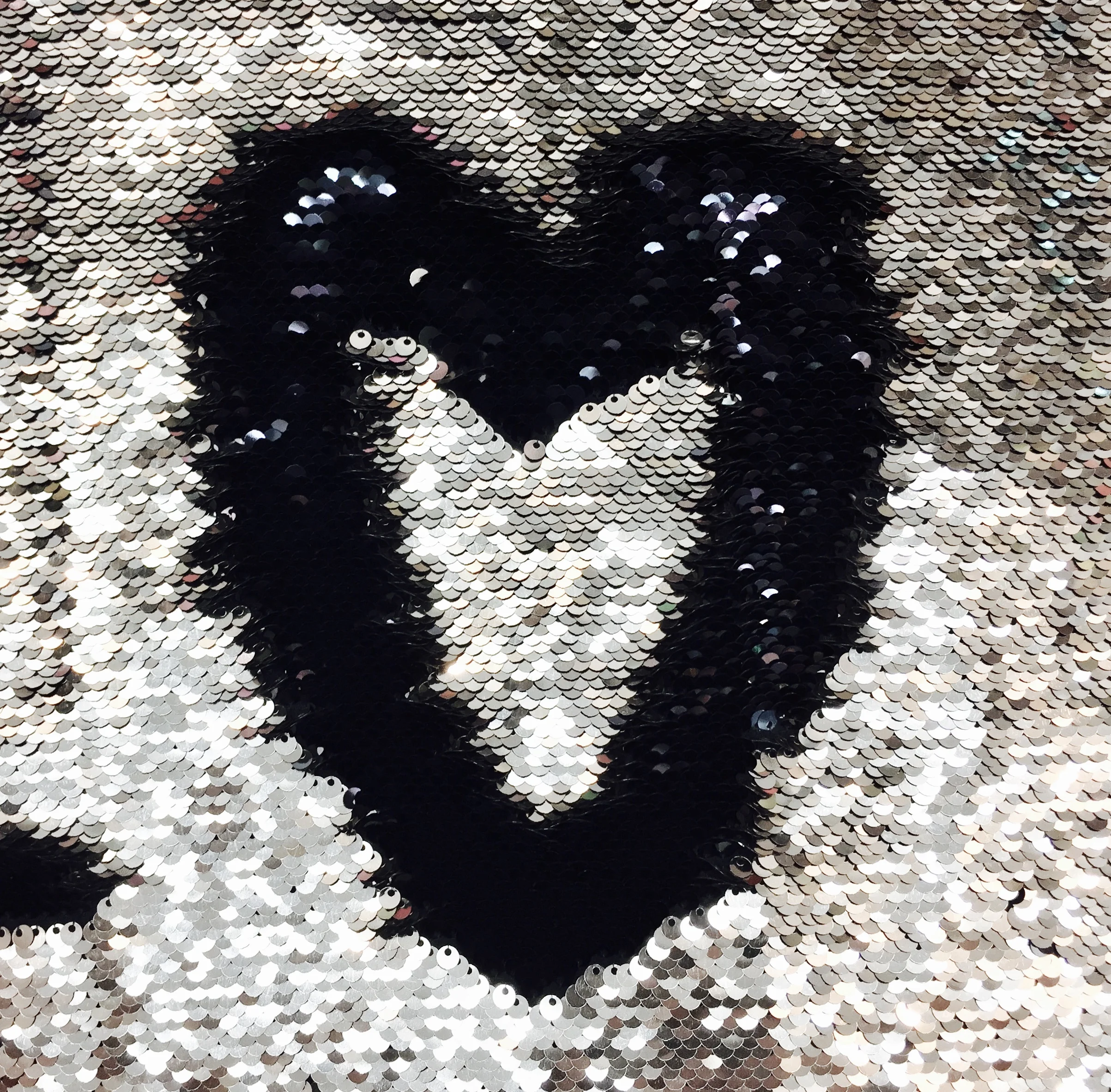 NEW Black/Silver Brittany Design 5mm Flip Up Sequin on Spandex, 54" inch, sold by the yard