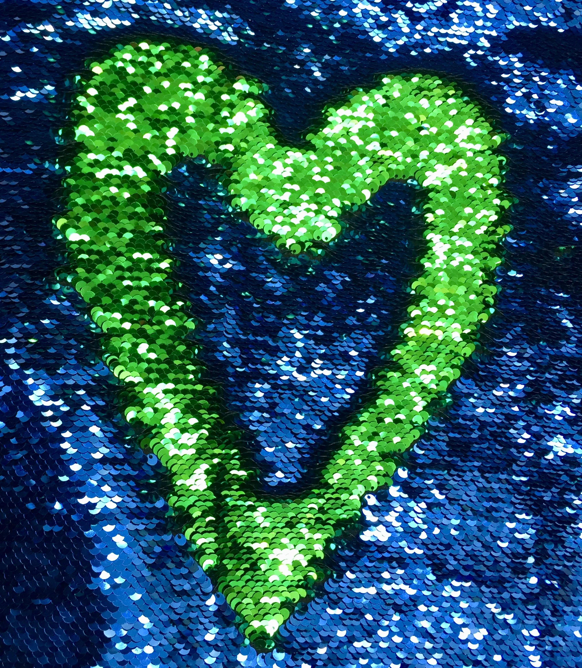 NEW Blue/Green Brittany Design 5mm Shiny Flip Up Sequin on Spandex, 54" inch, sold by the yard