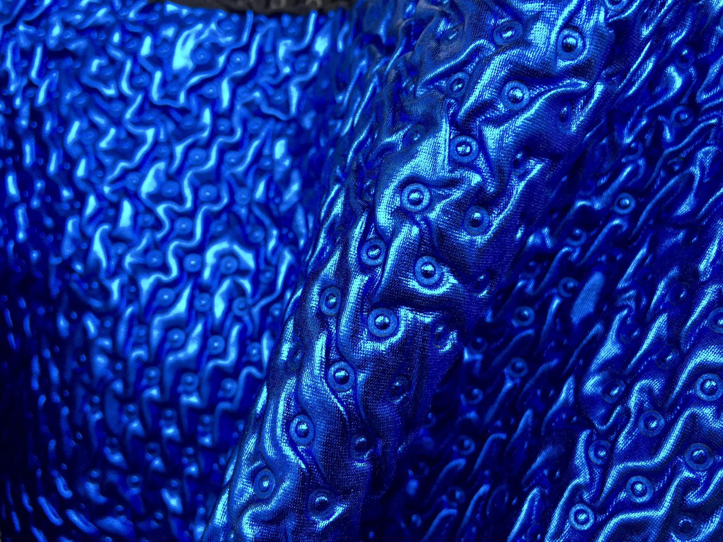 Beautiful Blue Crinkle Stretch Foil Fabric with Lining, 60" inch width, sold by the yard