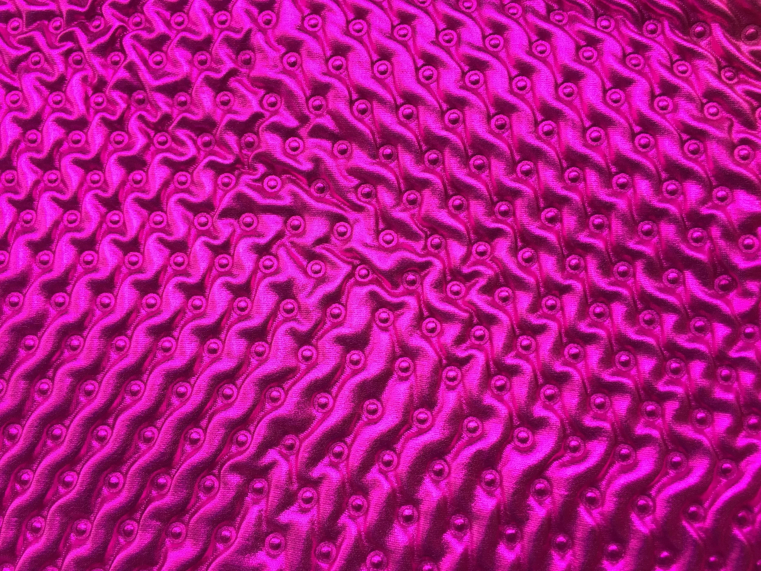 Full Fuschia Crinkle Stretch Foil Fabric with Lining, 60" inch width, sold by the yard