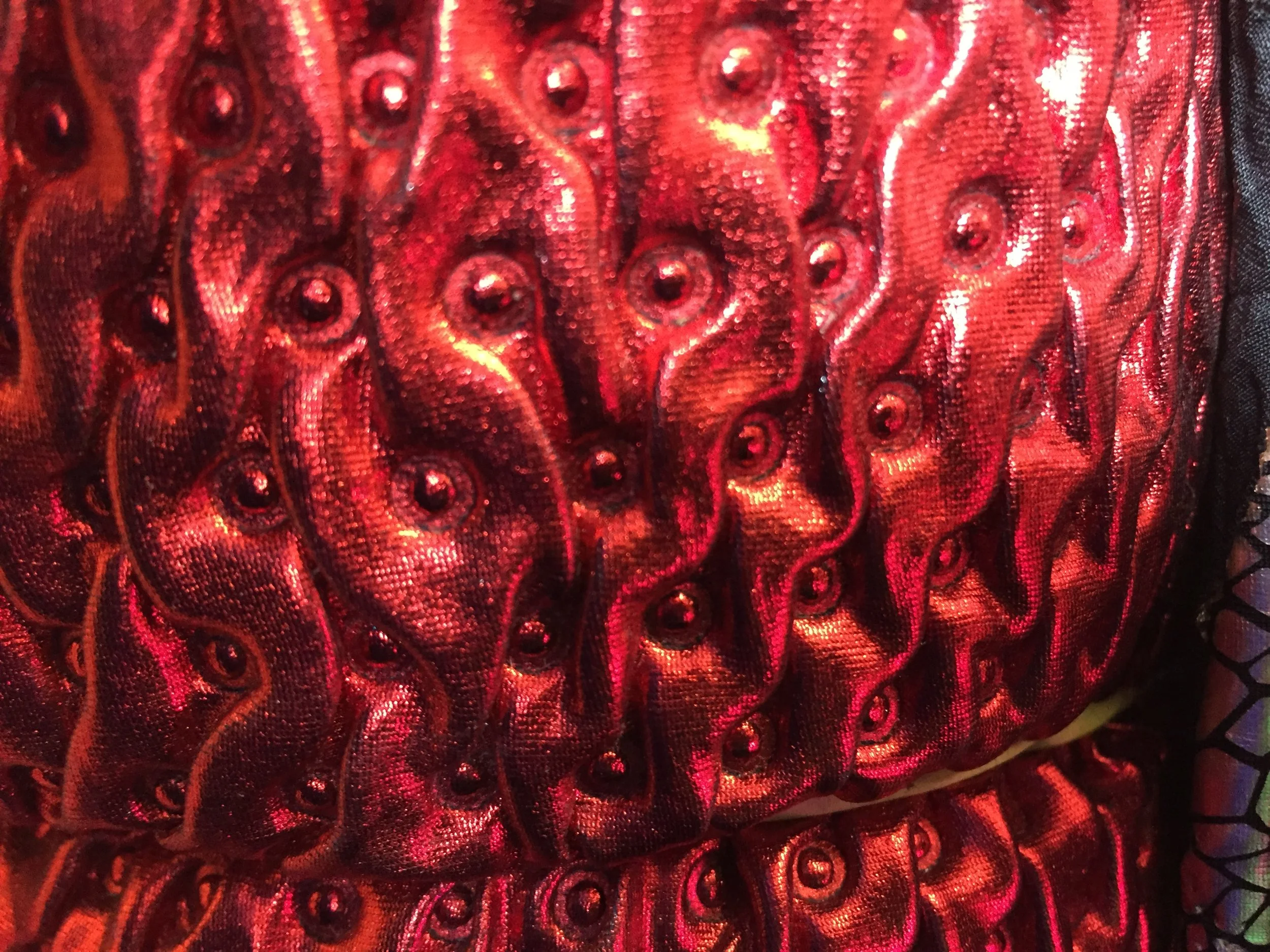 Luscious Red Crinkle Stretch Foil Fabric with Lining, 60" inch width, sold by the yard