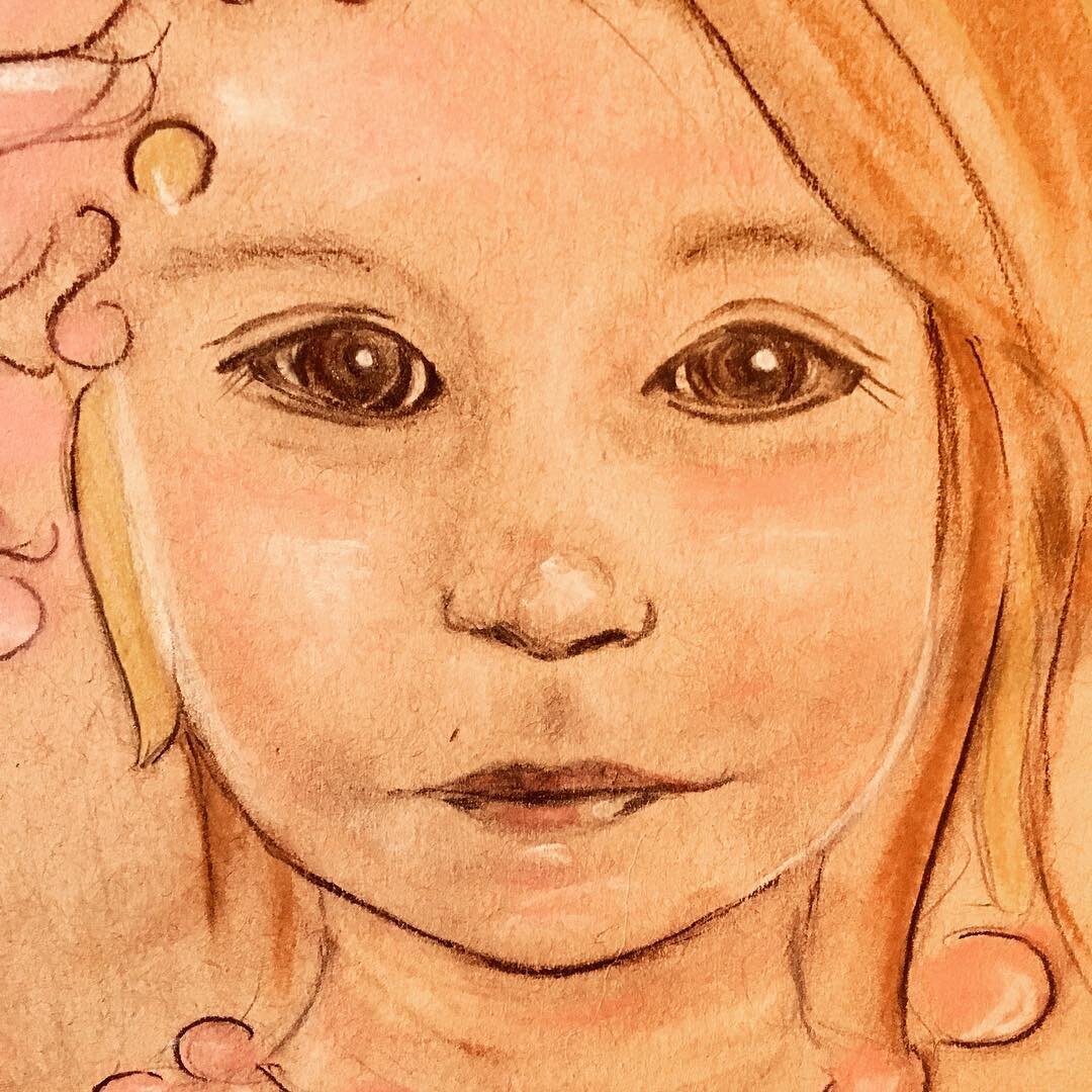 Little Merritt Mae would never sit still for a portrait. 
#portrait #baby #pastel #cansonpaper #graphite #pink #floral #letterflo #toddler #commission