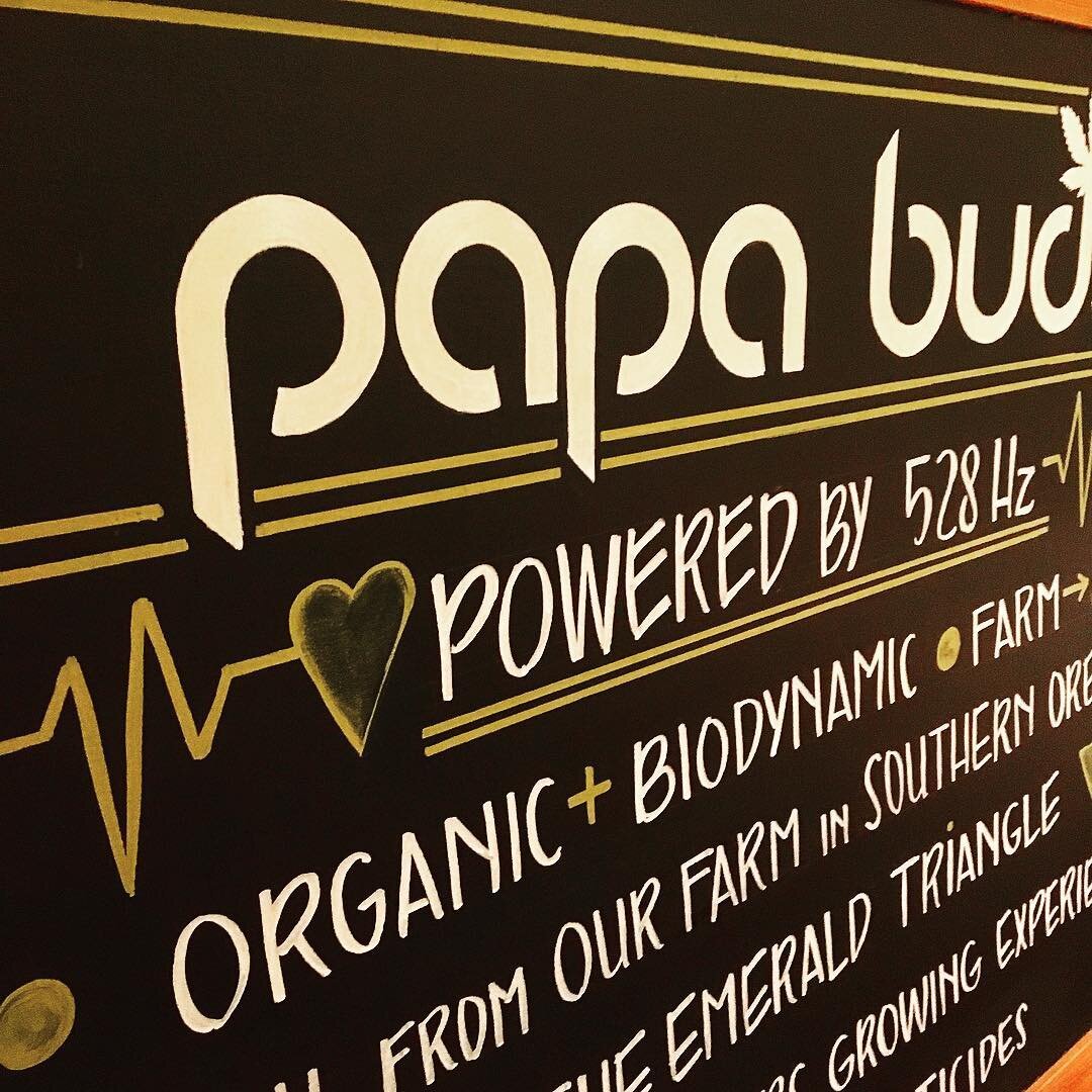 Nice big sign for one of our local dispensaries....here&rsquo;s to ethical farming practices; planting and harvesting by the moon cycles and location of the constellations, dig it!&bull;*. #papabuds #organicfarming #biodynamic #emeraldtriangle #528hz