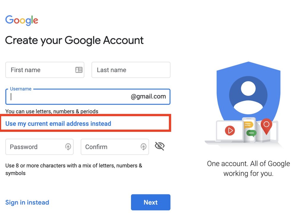 Account gmail Create a
