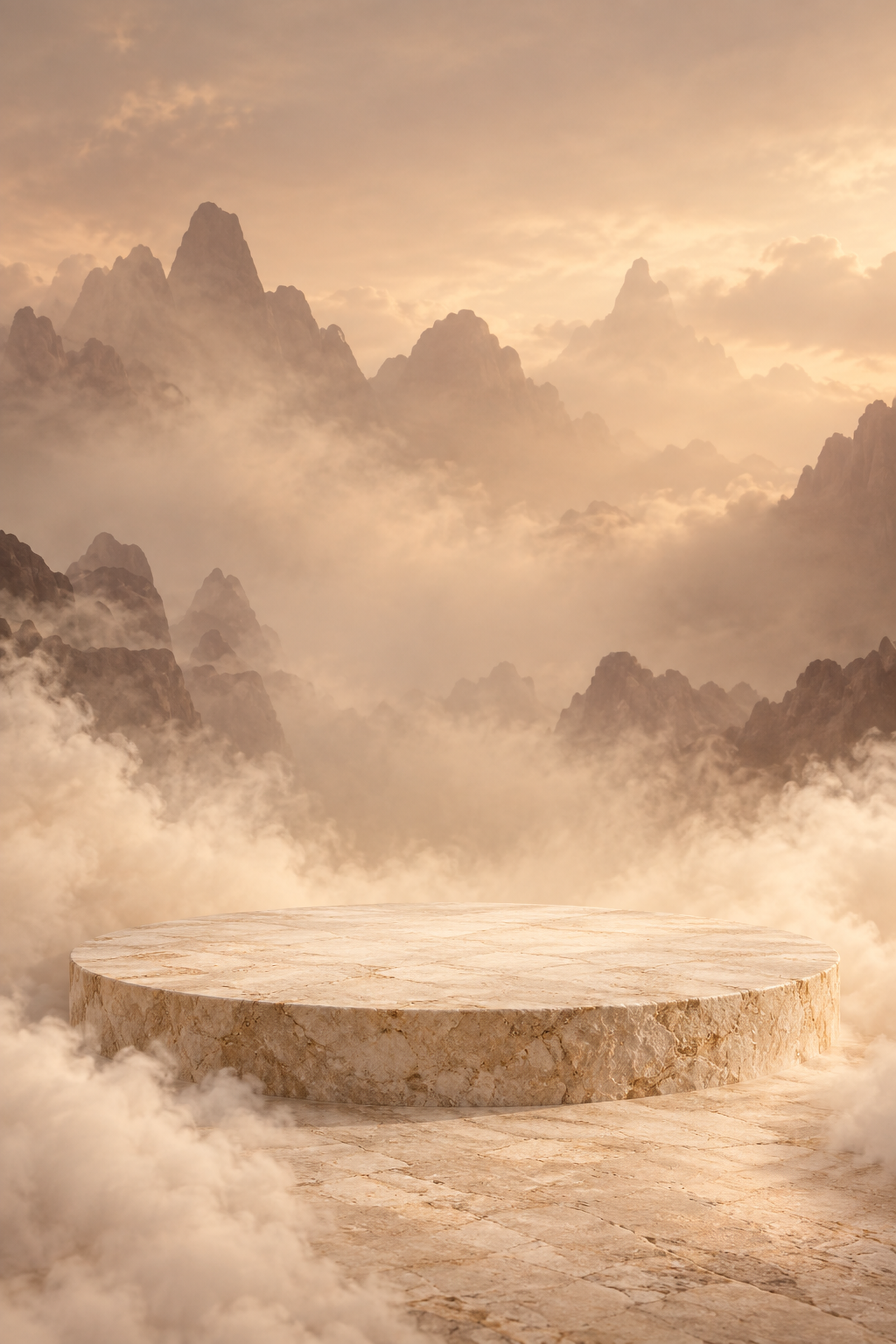 Golden mountain haze over a travertine platform.png